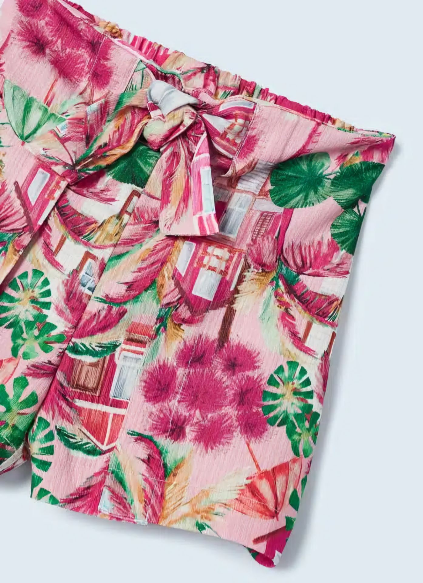 Pembe Çiçekli Crop Şort Takım