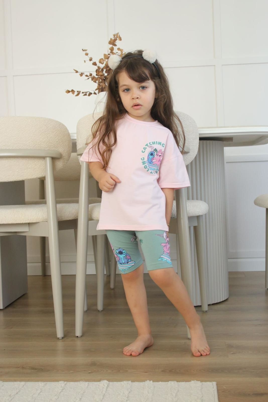 Stitch Yeşil Pembe Taytlı Takım