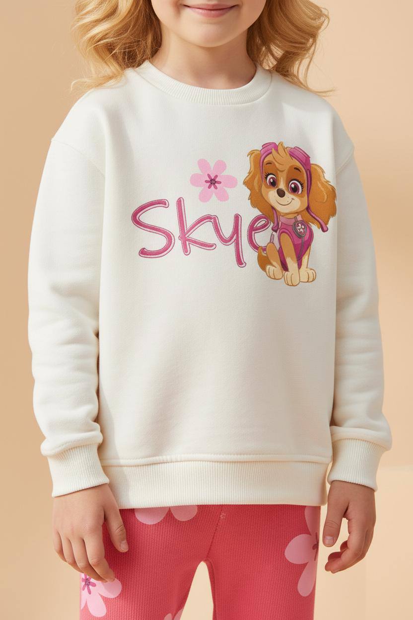 Pembe Çiçekli Paw Patrol Skye Taytlı Takım