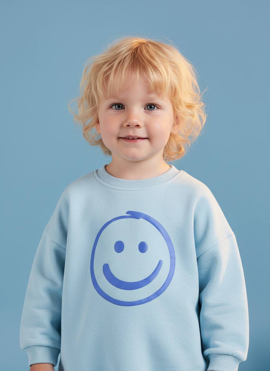 Mavi Smiley Baskılı Takım