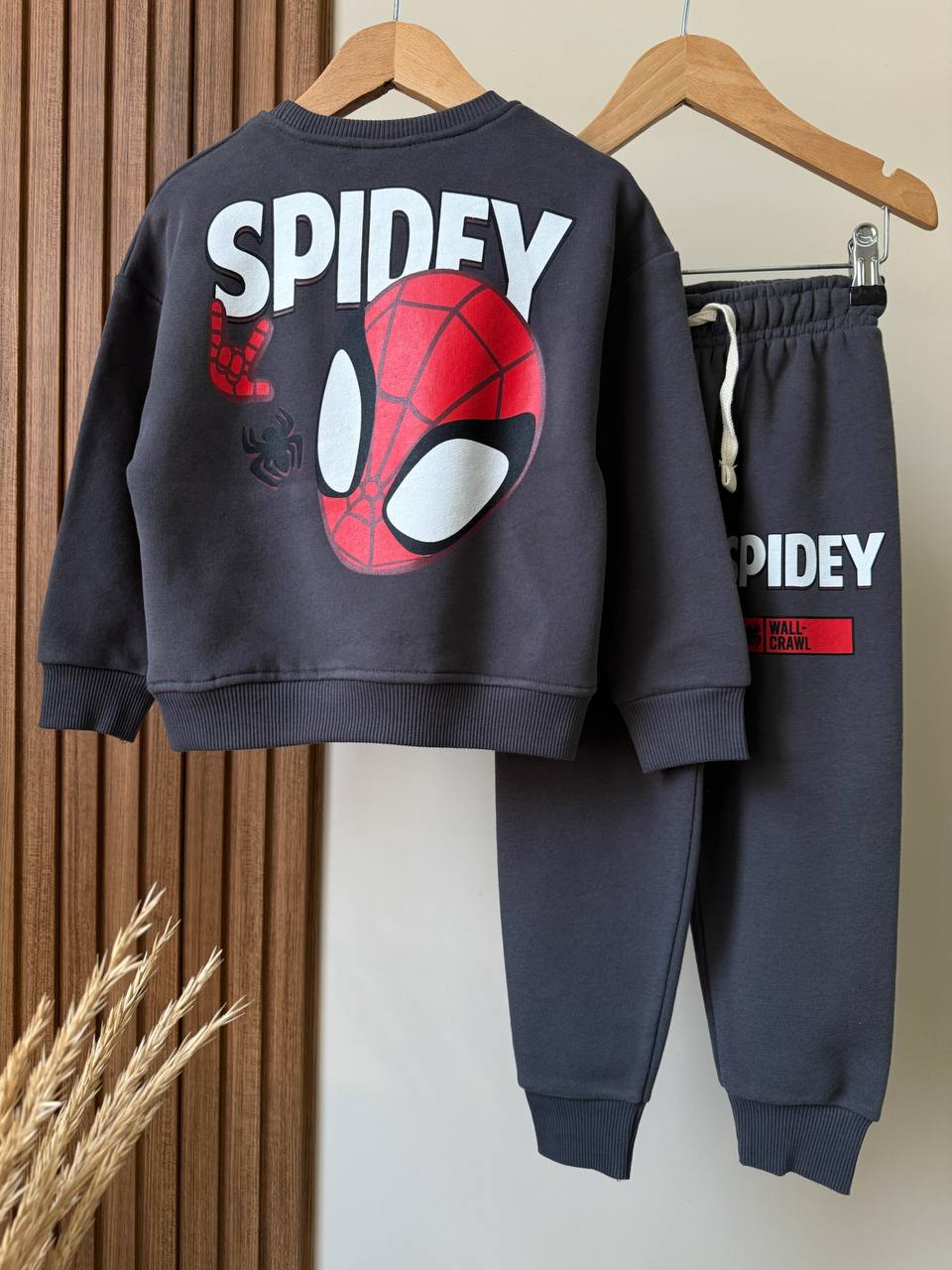 Siyah Spidey Baskılı Takım