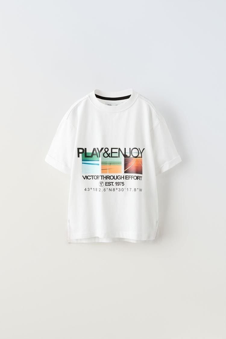 Beyaz Play&Enjoy Yazılı Tişört