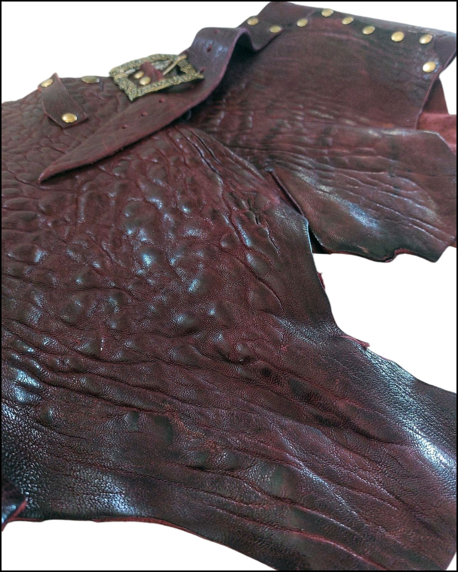 Bordo Antik Deri Etek Kemer