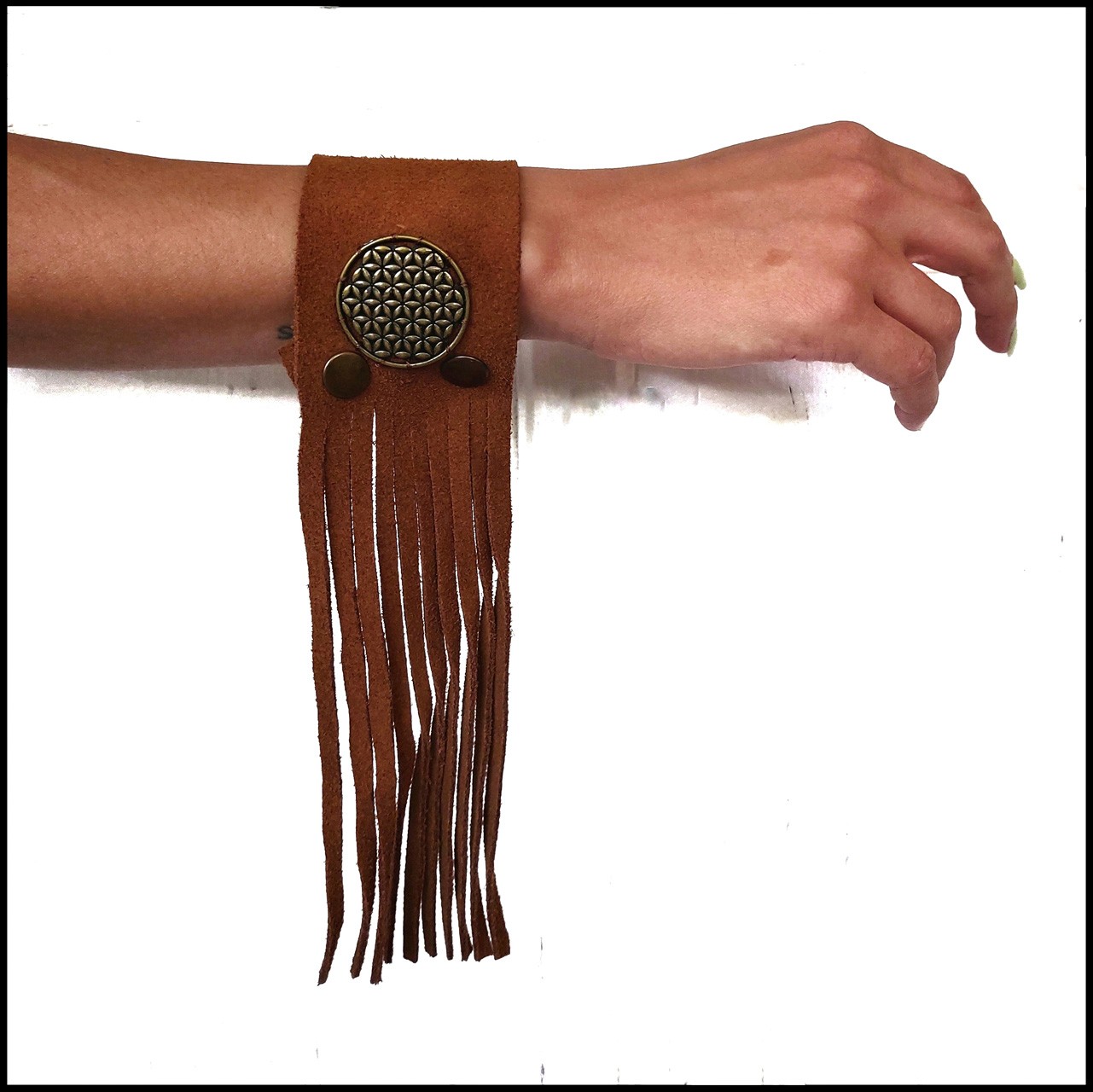 Püsküllü,Taba,Deri bileklik-Kolye/Choker Set