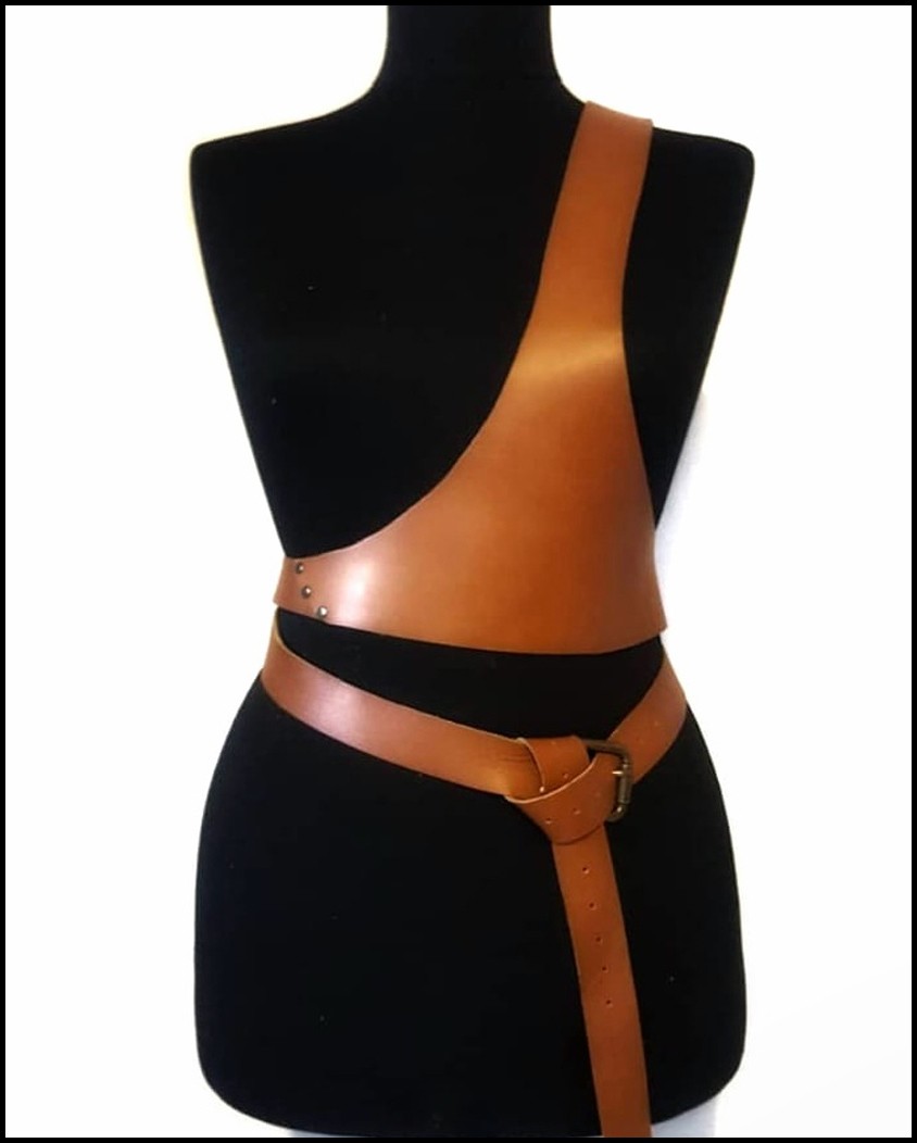 Harness Kemer, Önü ve Arkası Üçgen Formlu, Taba Rengi 