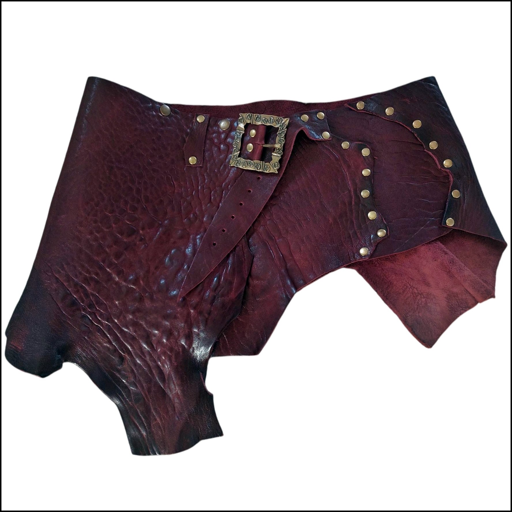 Bordo Antik Deri Etek Kemer