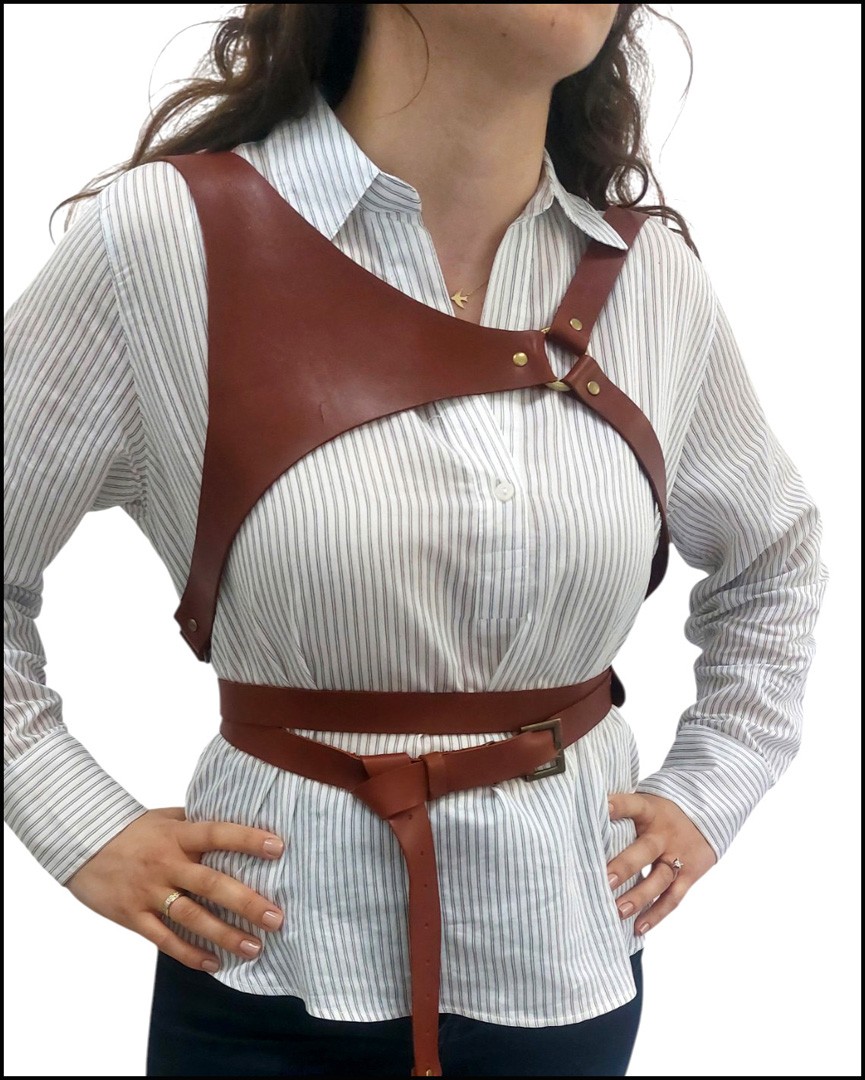 Harness Kemer, Göğsü Üçgen Formlu,Taba Rengi  