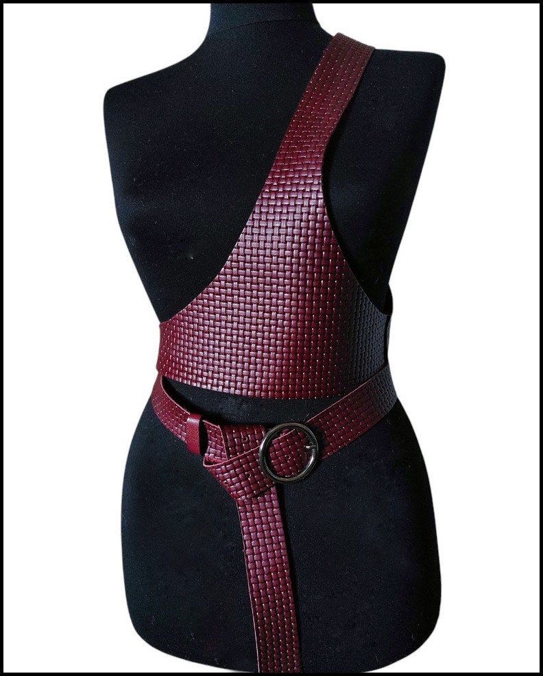 Harness Kemer, Önü ve Arkası Üçgen Formlu, Bordo