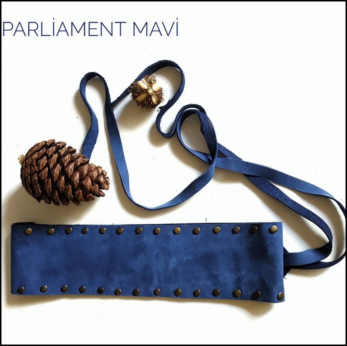 Deri Kuşak-Mavi