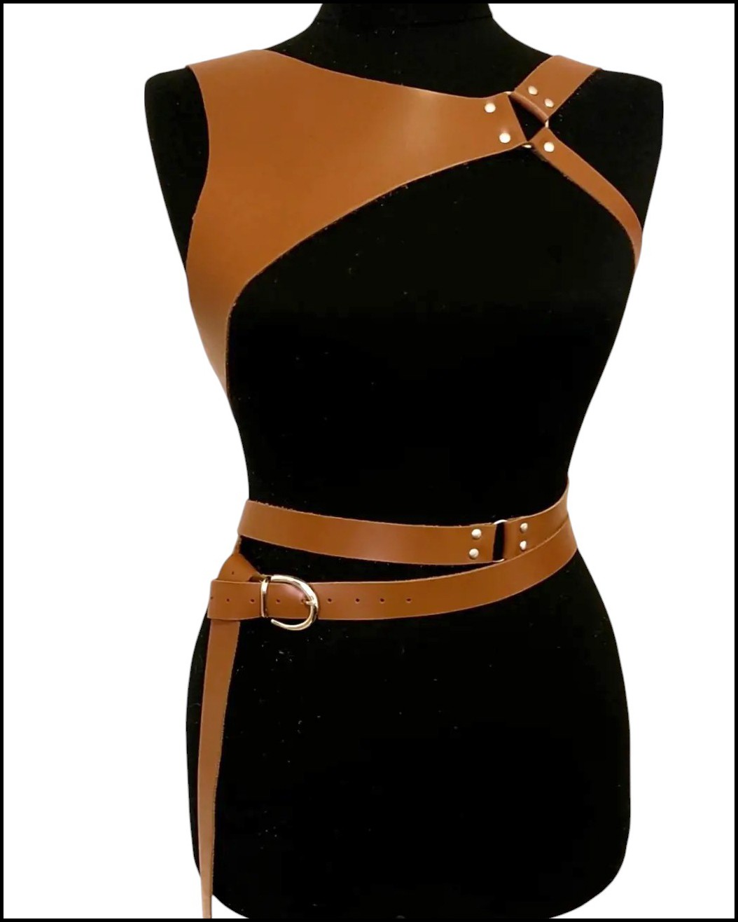 Harness Kemer, Göğsü Üçgen Formlu,Taba Rengi  