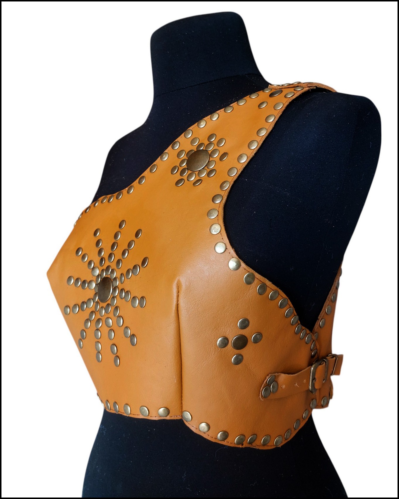 Zımbalı Büstiyer / Yelek - Taba-Antik Bronz Metalli