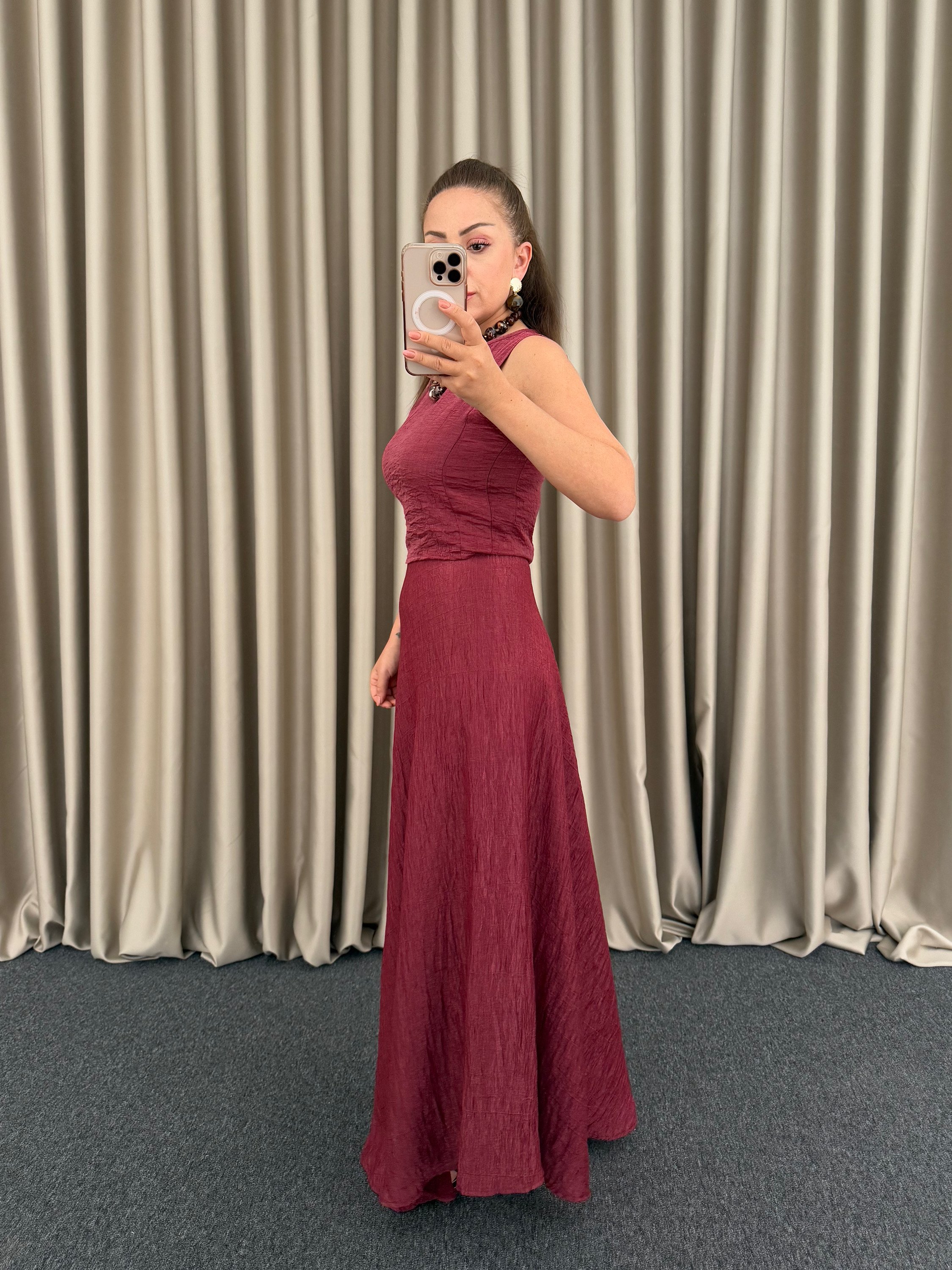 Bordo Maxi Etekli Takım
