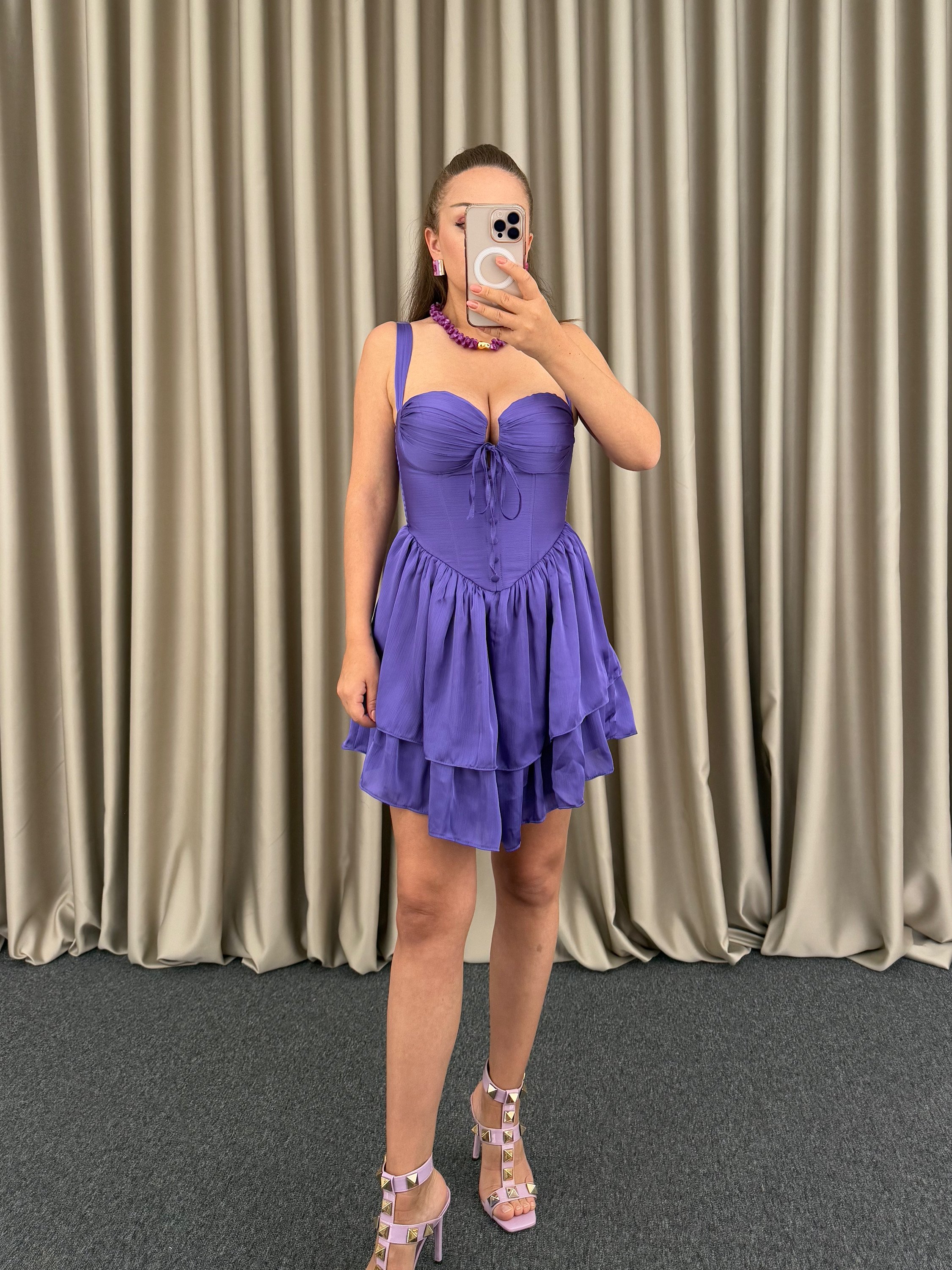 Mor Mini Elbise