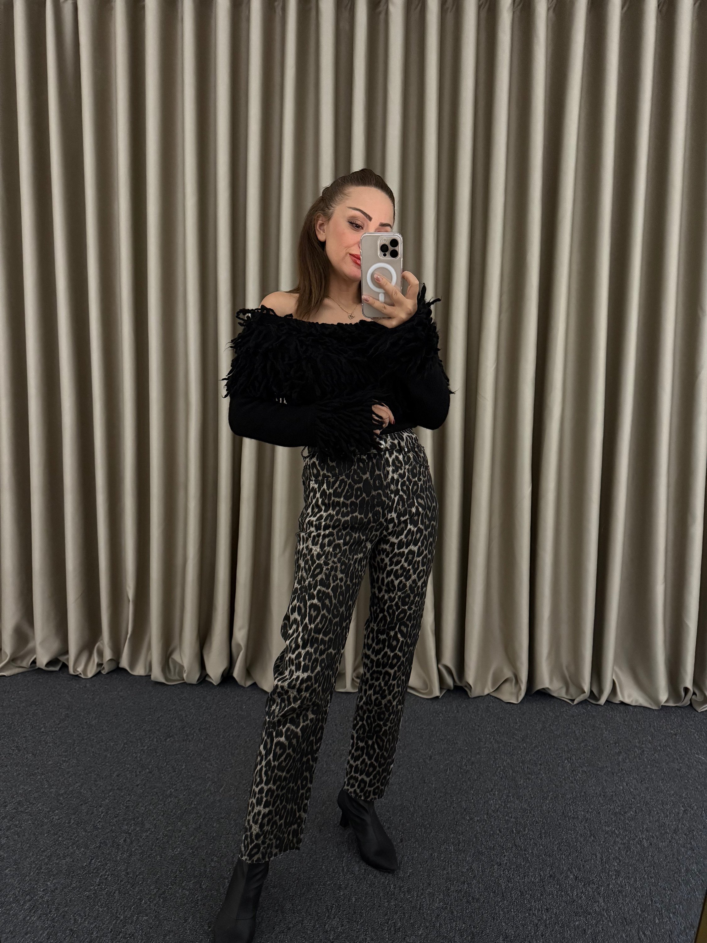 Leopar Boyfit Pantolon