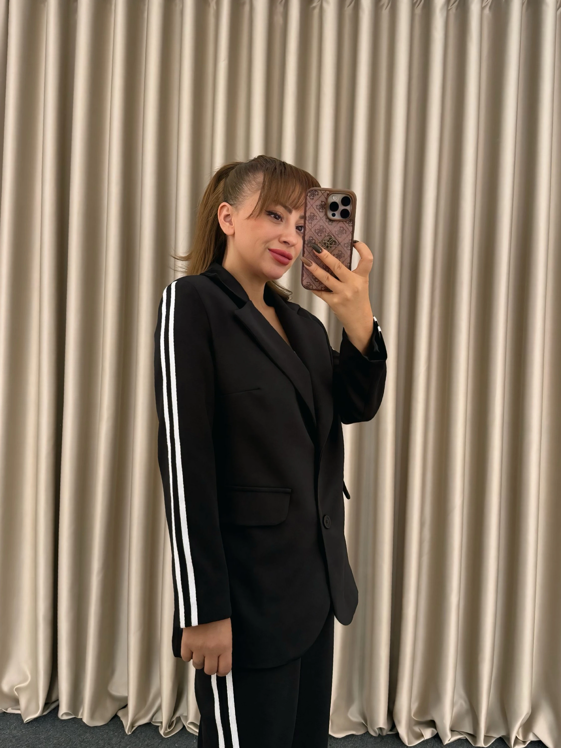 Çizgili Spor Blazer Ceket