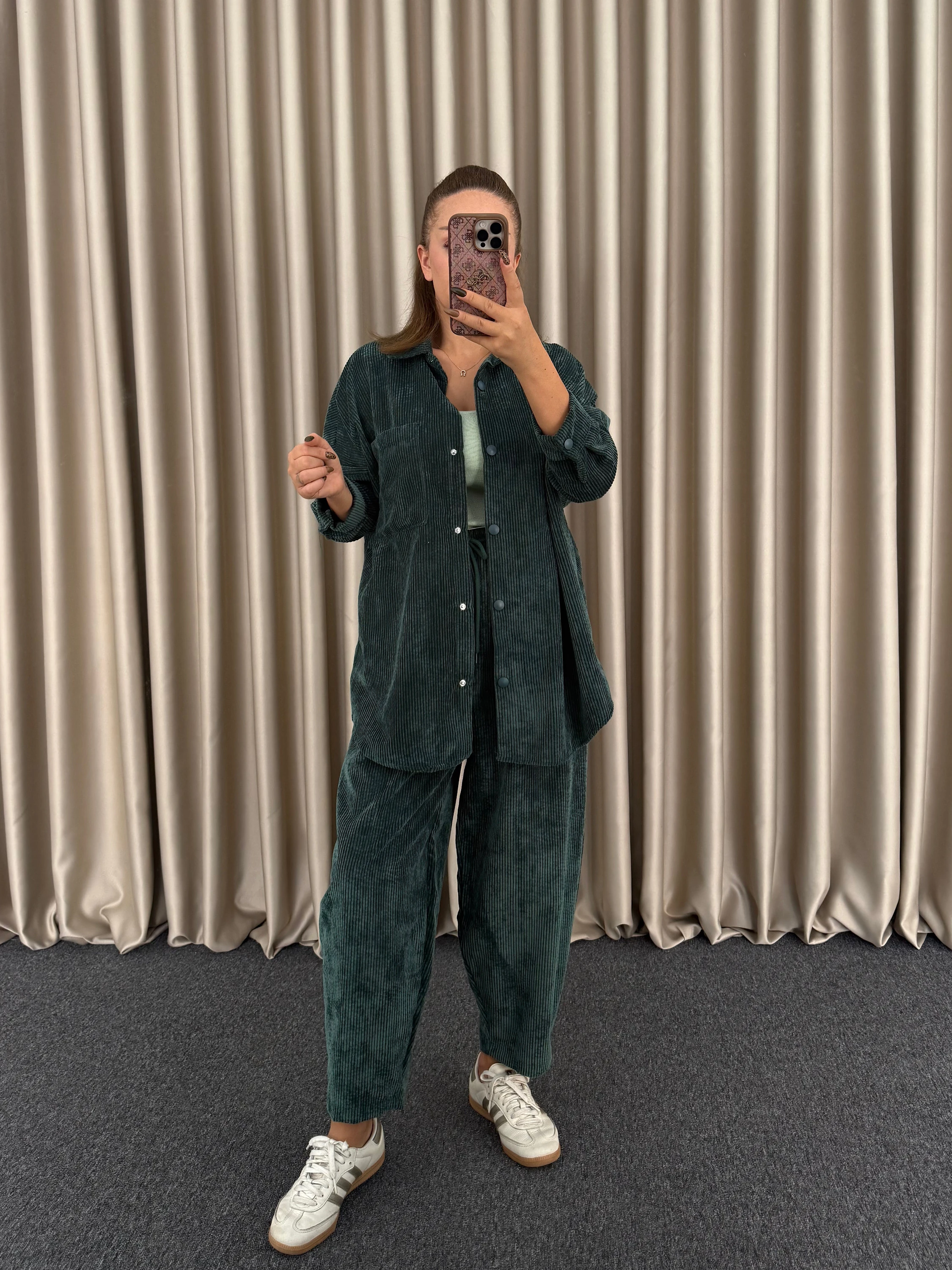 Kadife Zümrüt Gömlek