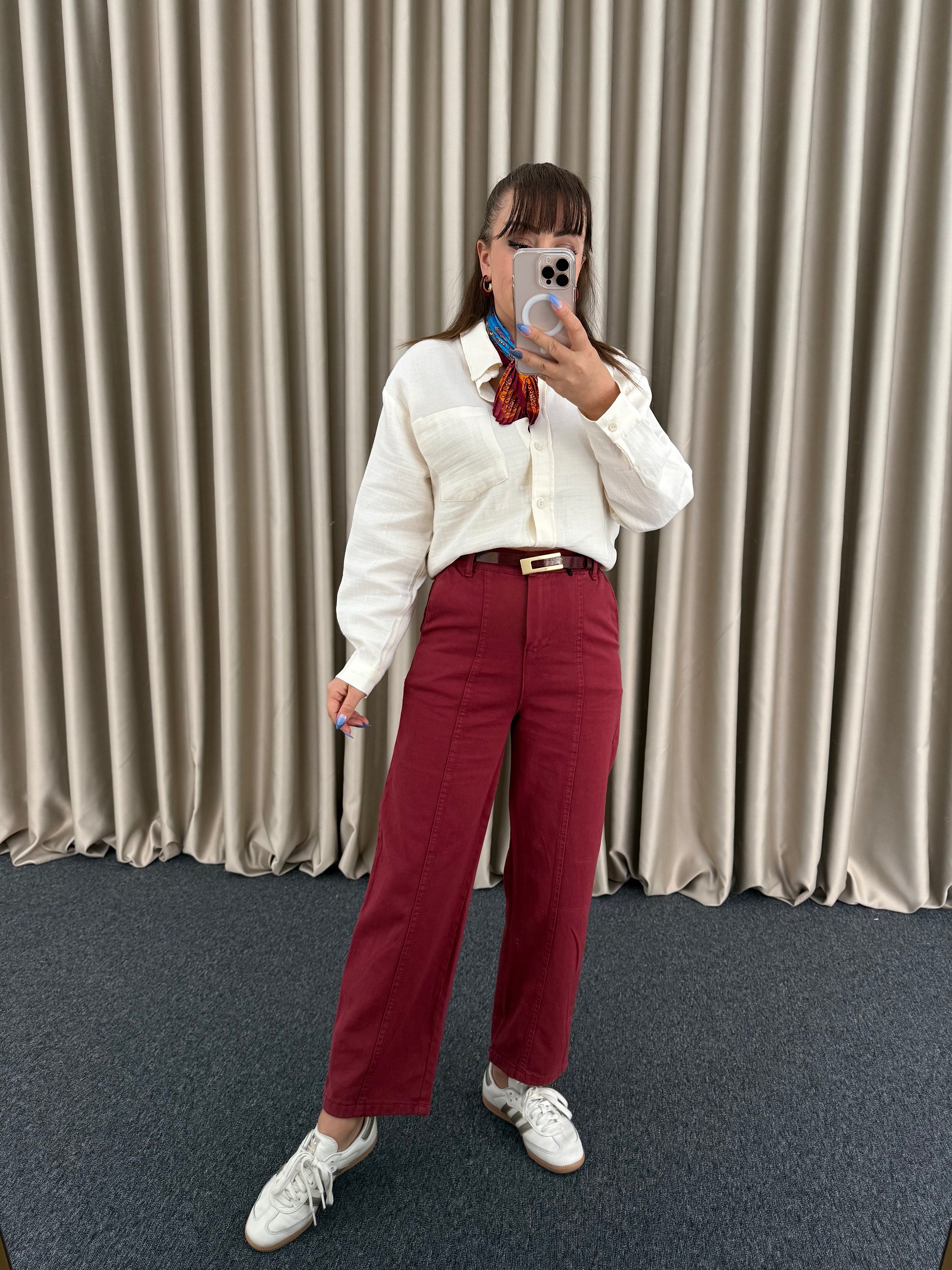 Bordo Gabardin Jean Pantolon