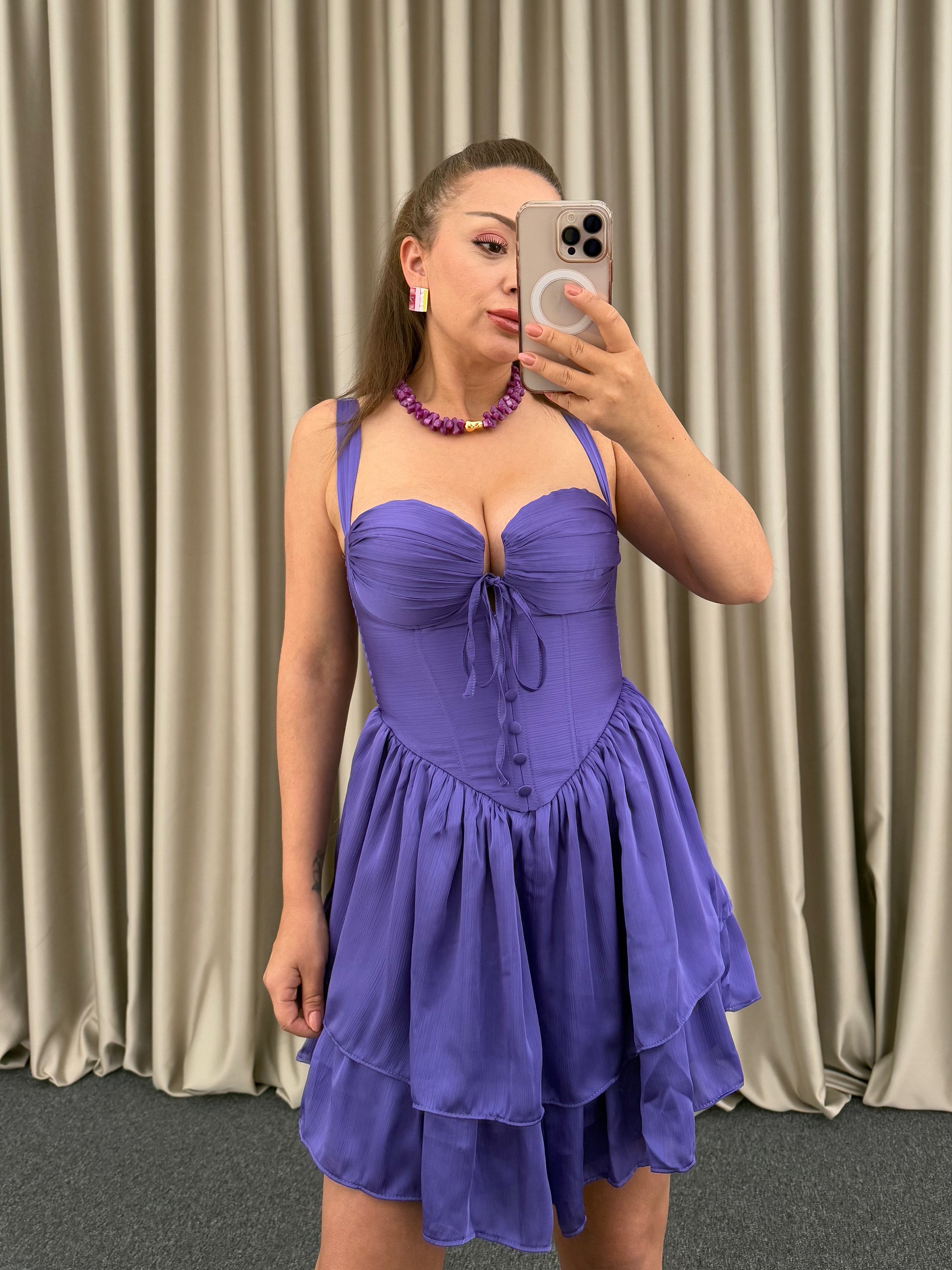Mor Mini Elbise