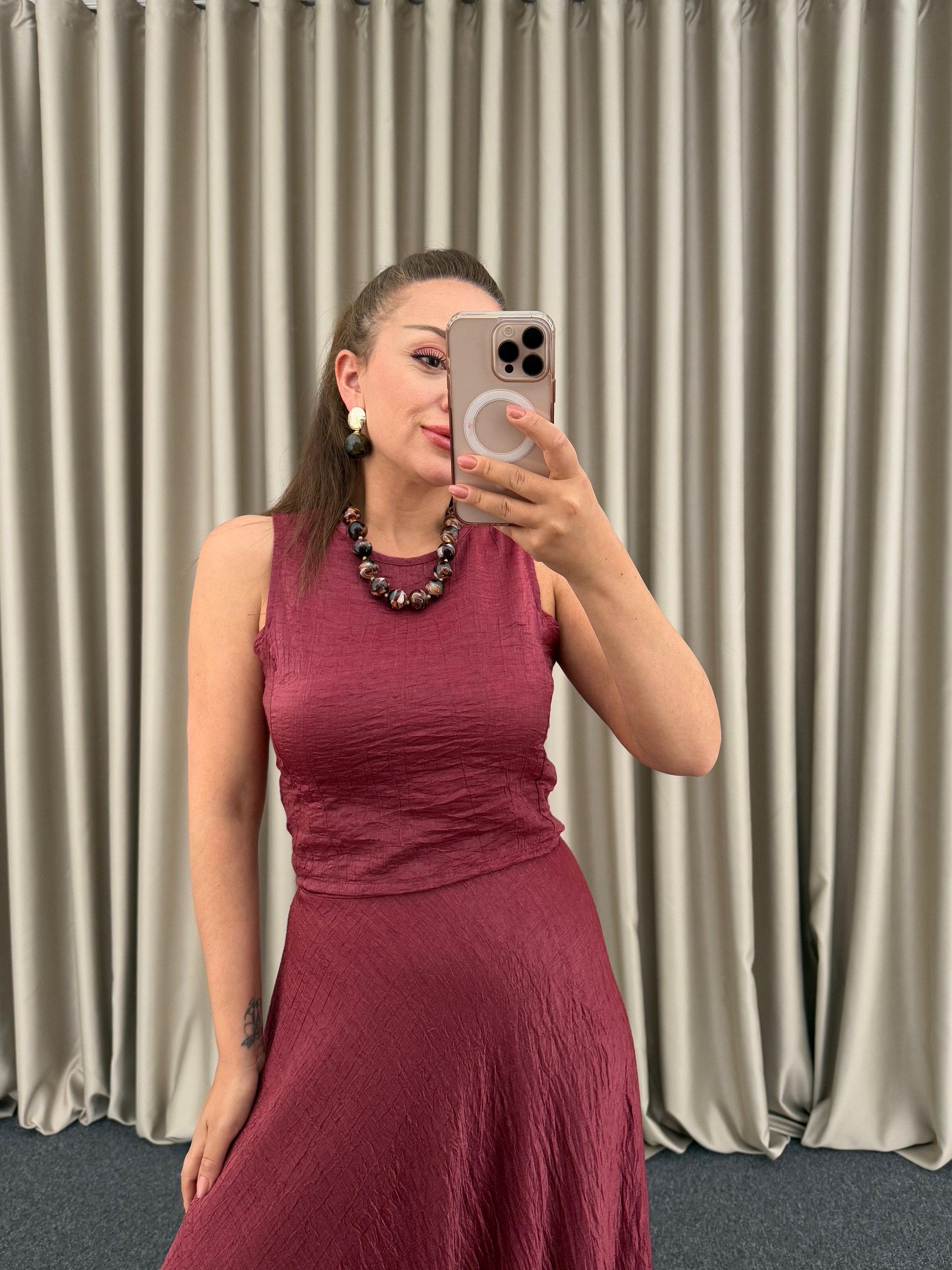 Bordo Maxi Etekli Takım