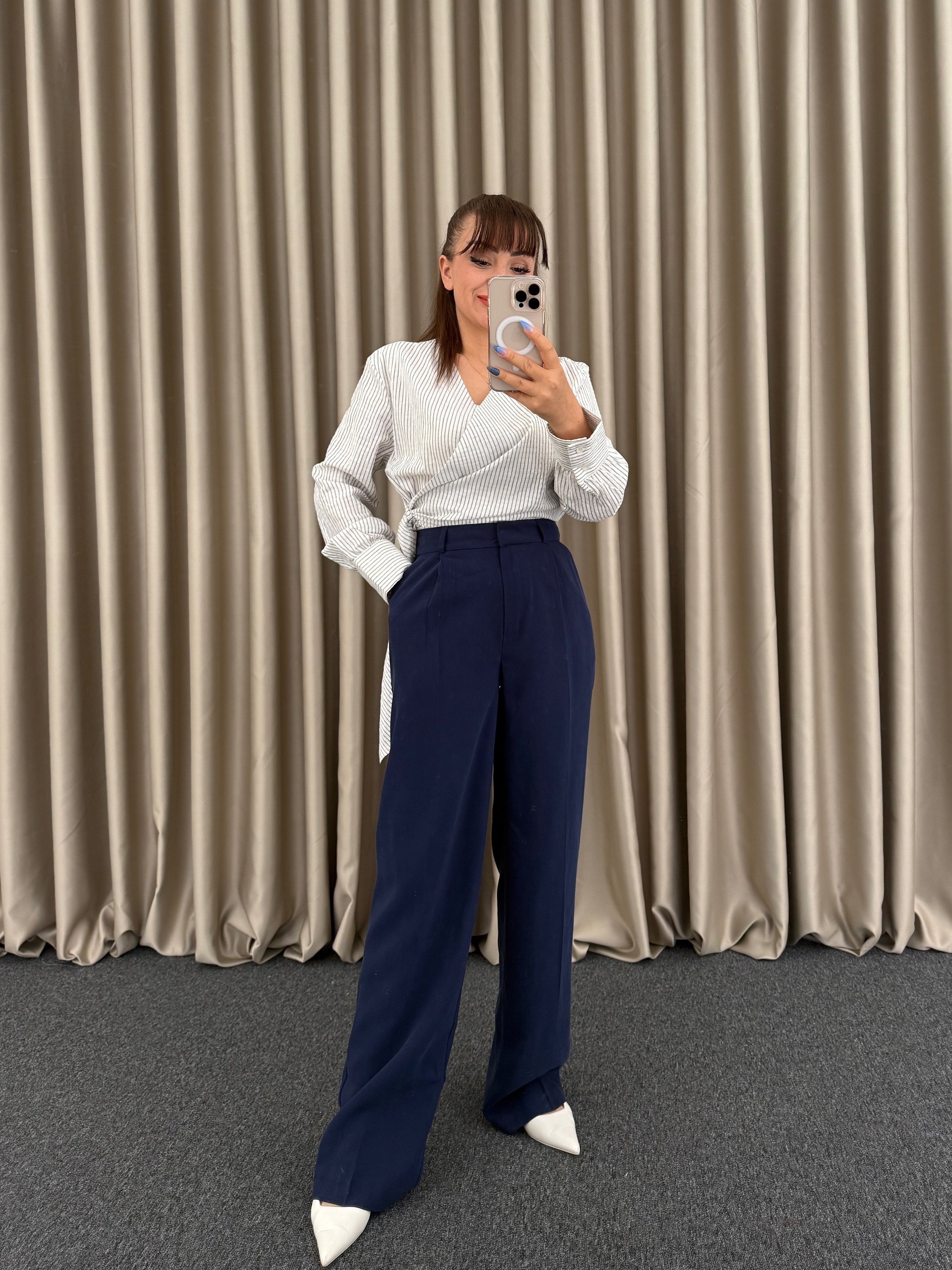 Lacivert Tencel Kumaş Pantolon