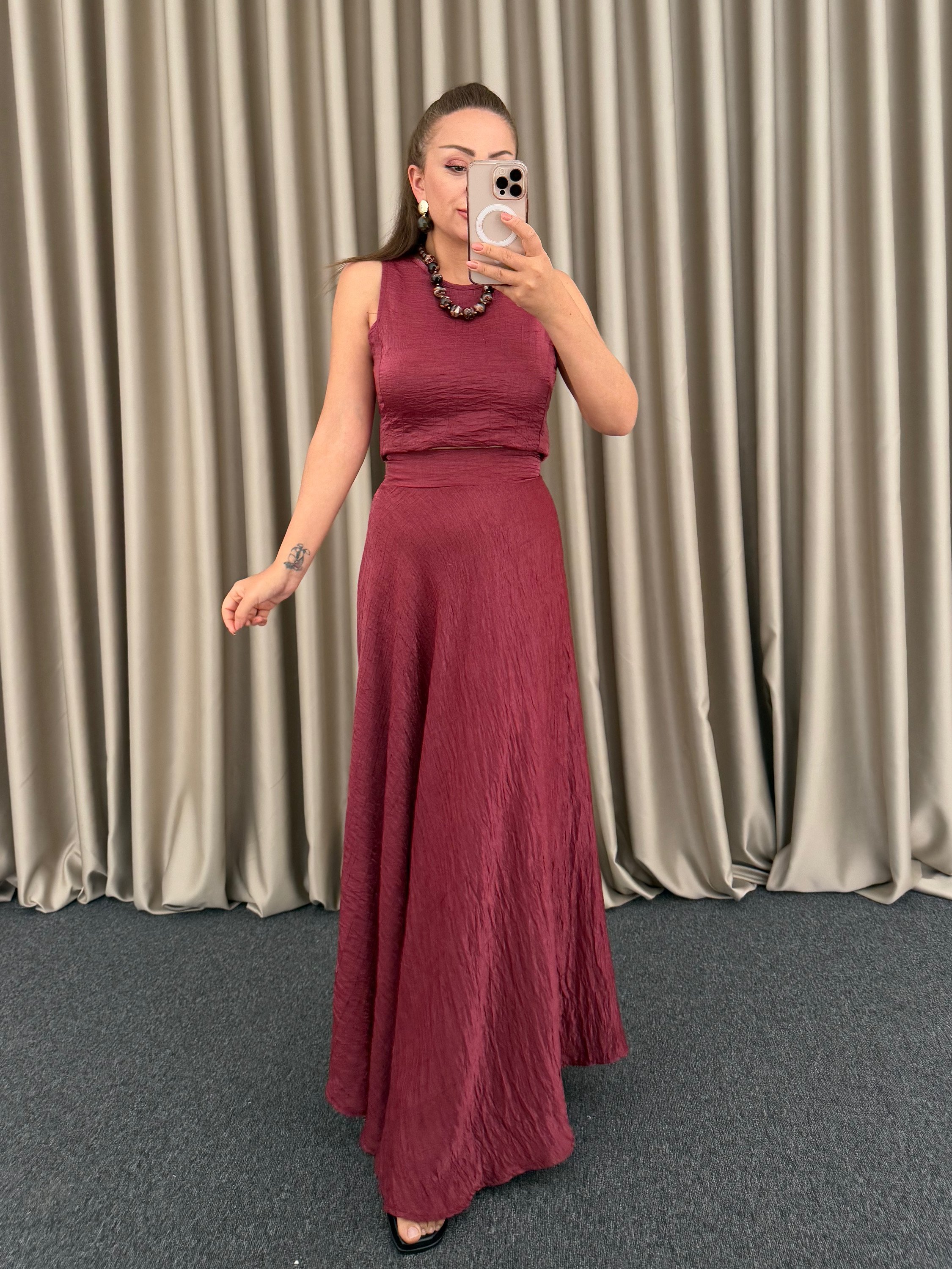 Bordo Maxi Etekli Takım