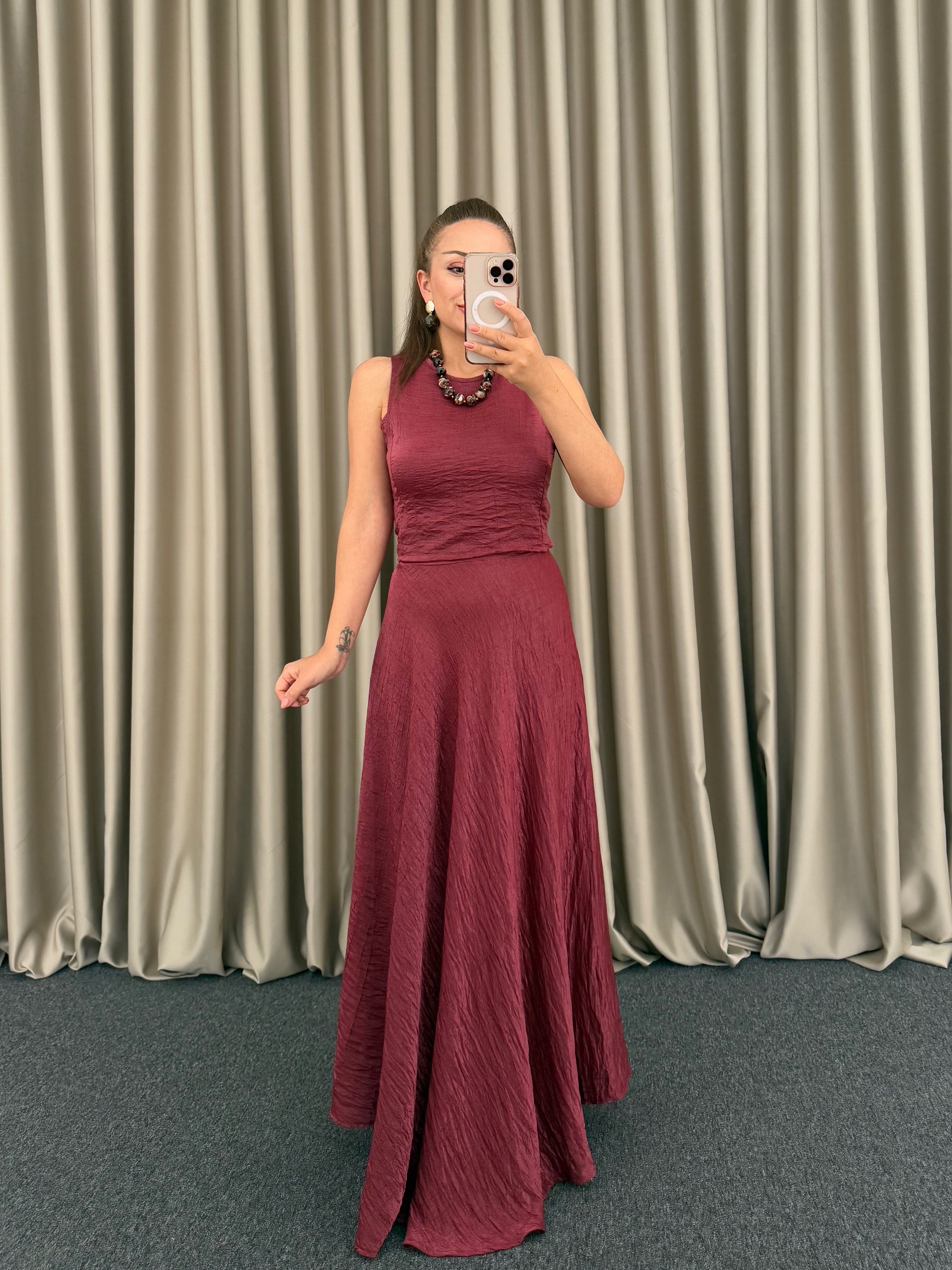 Bordo Maxi Etekli Takım