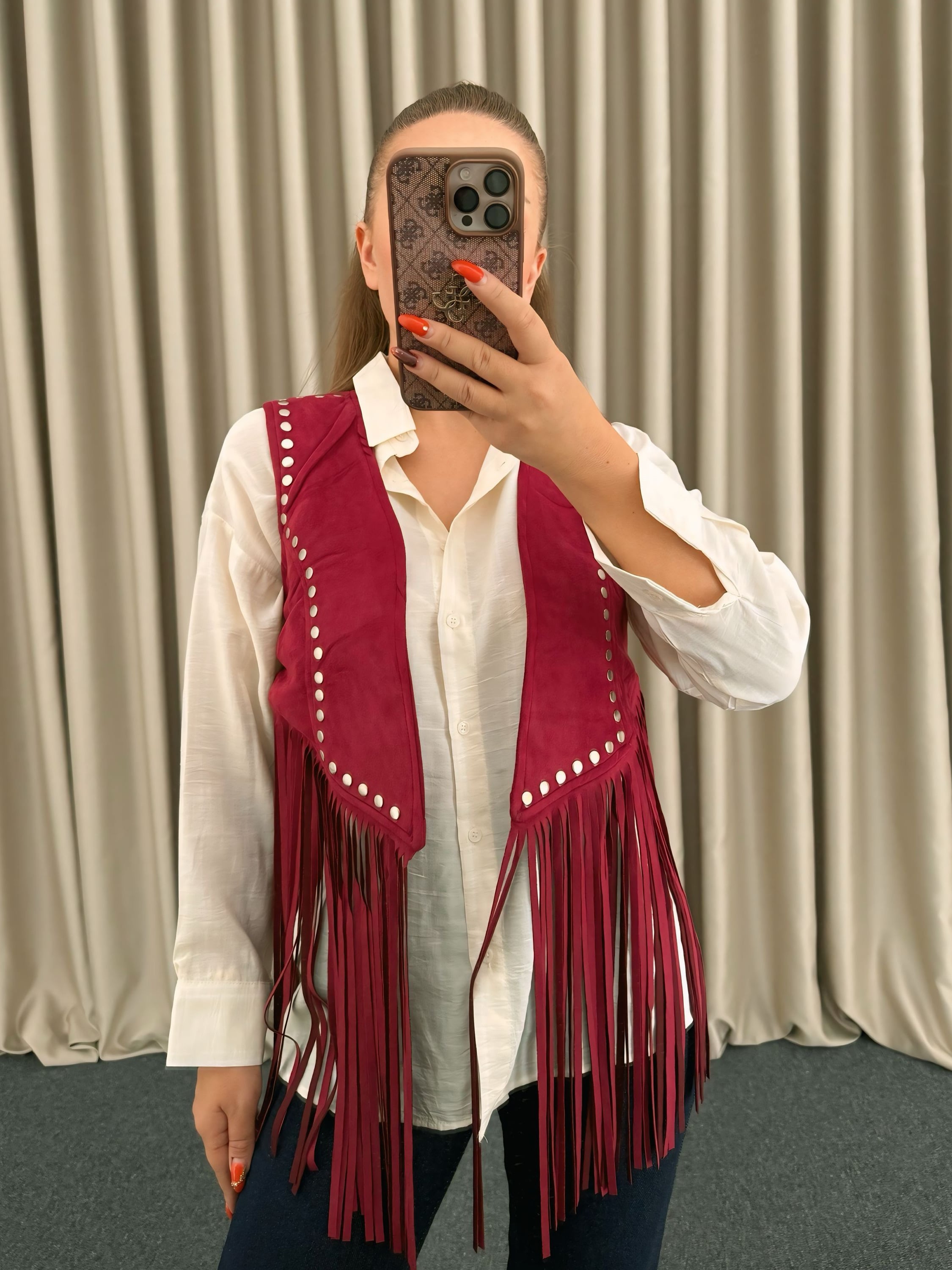 Bordo Western Yelek