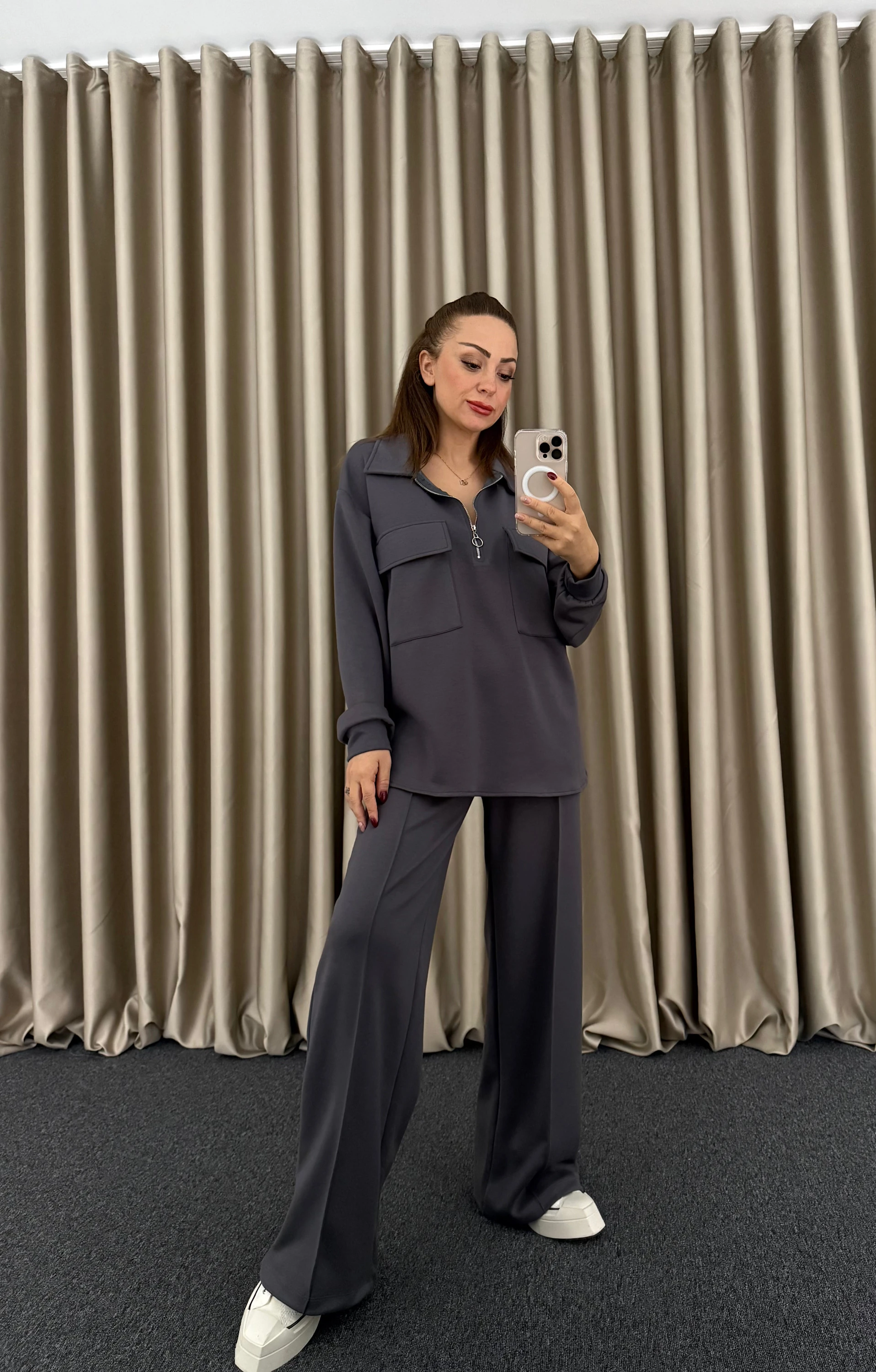 Gri Modal Kumaş Eşofman Takımı