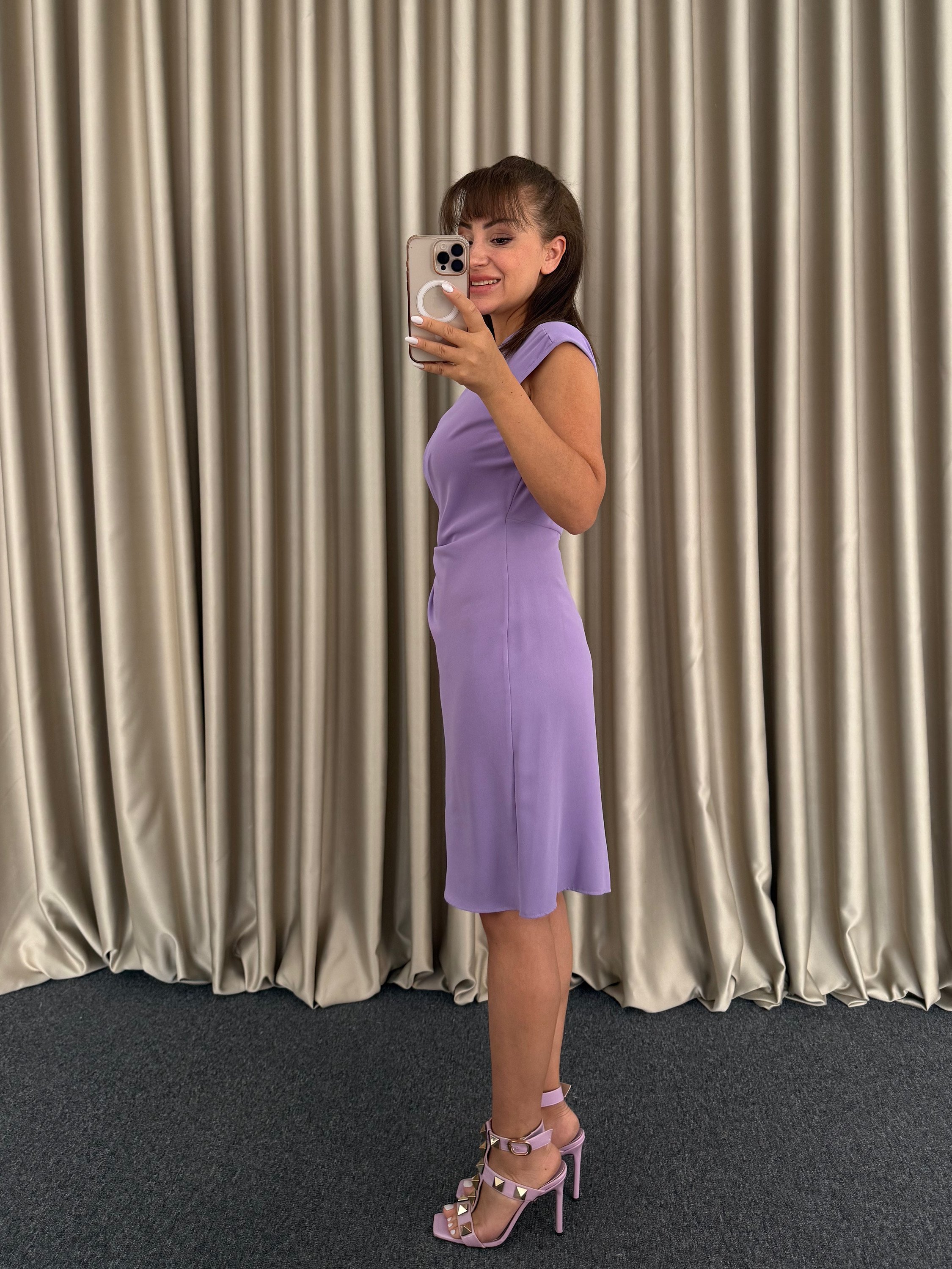 Lila Kruvaze Elbise