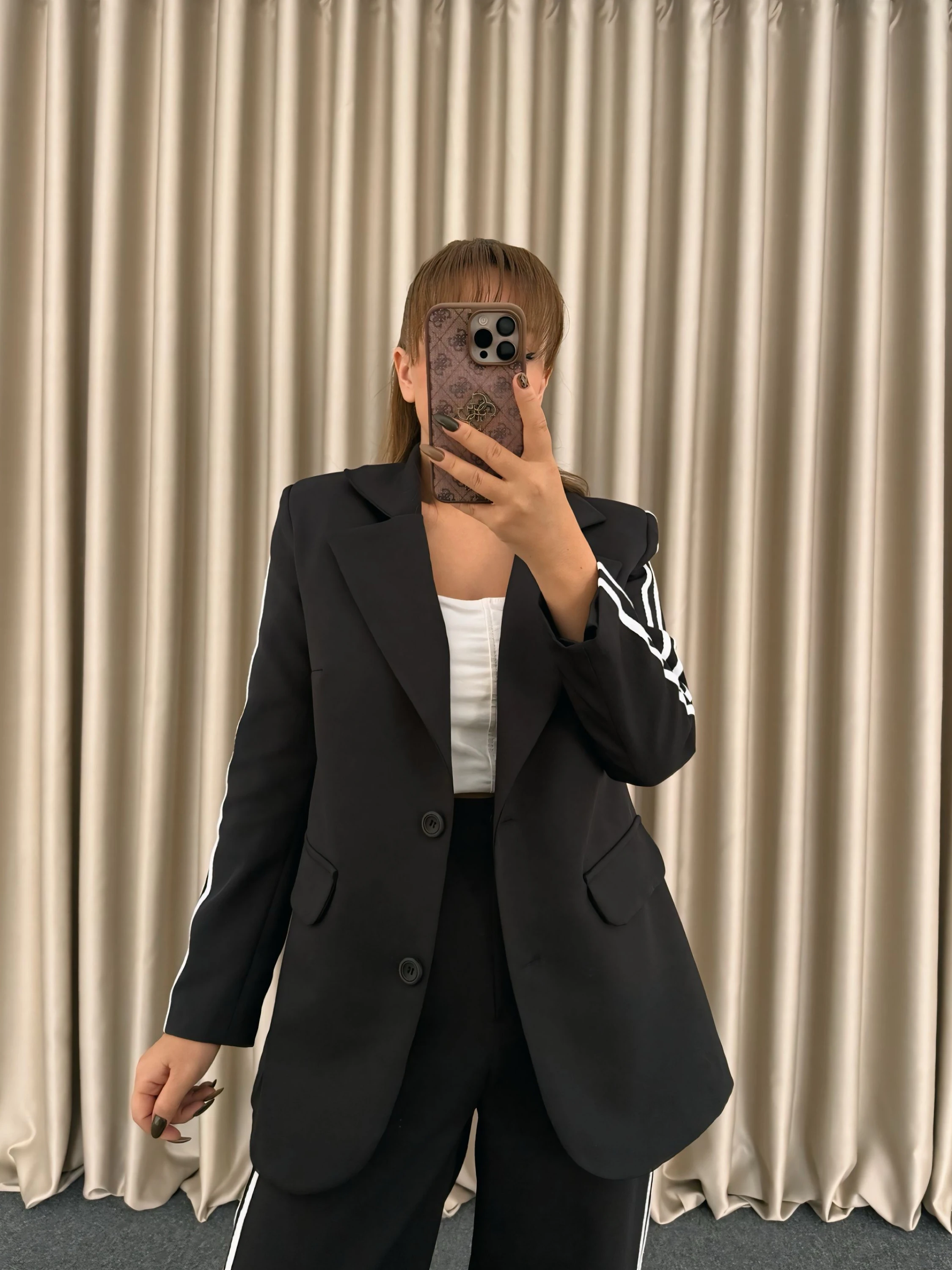 Çizgili Spor Blazer Ceket