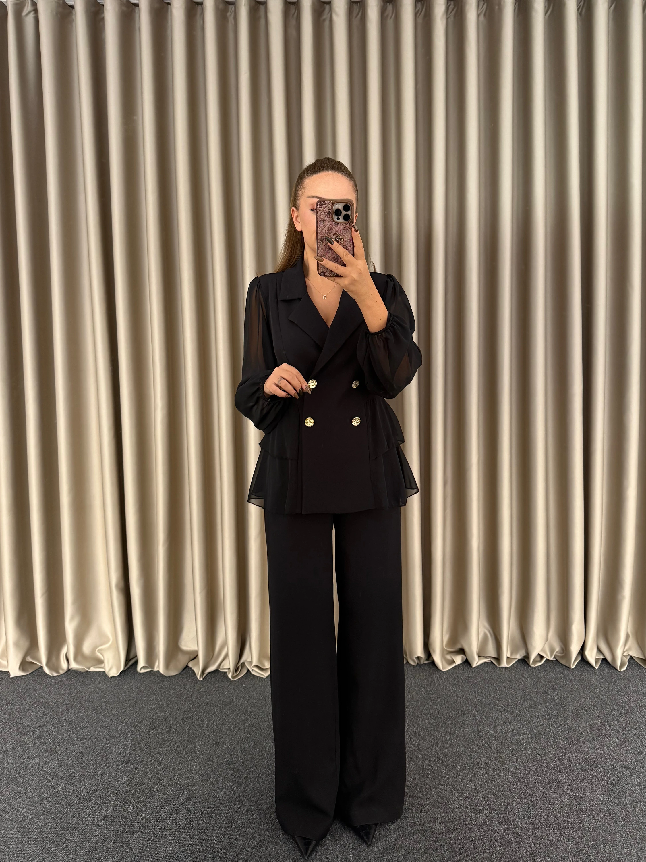 Şifon Gömlek Pantolon Takım