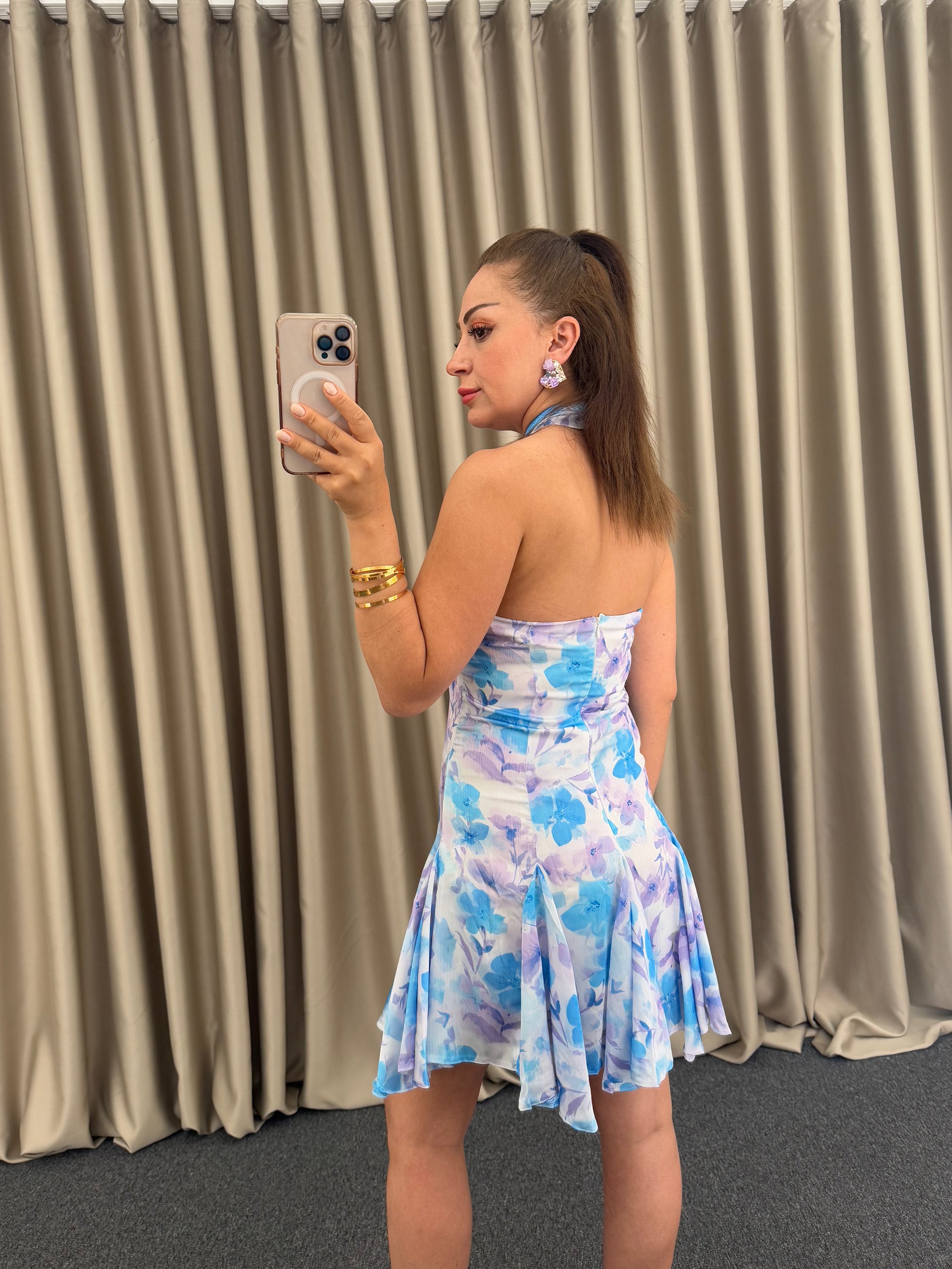 Lila Halter Yaka Elbise