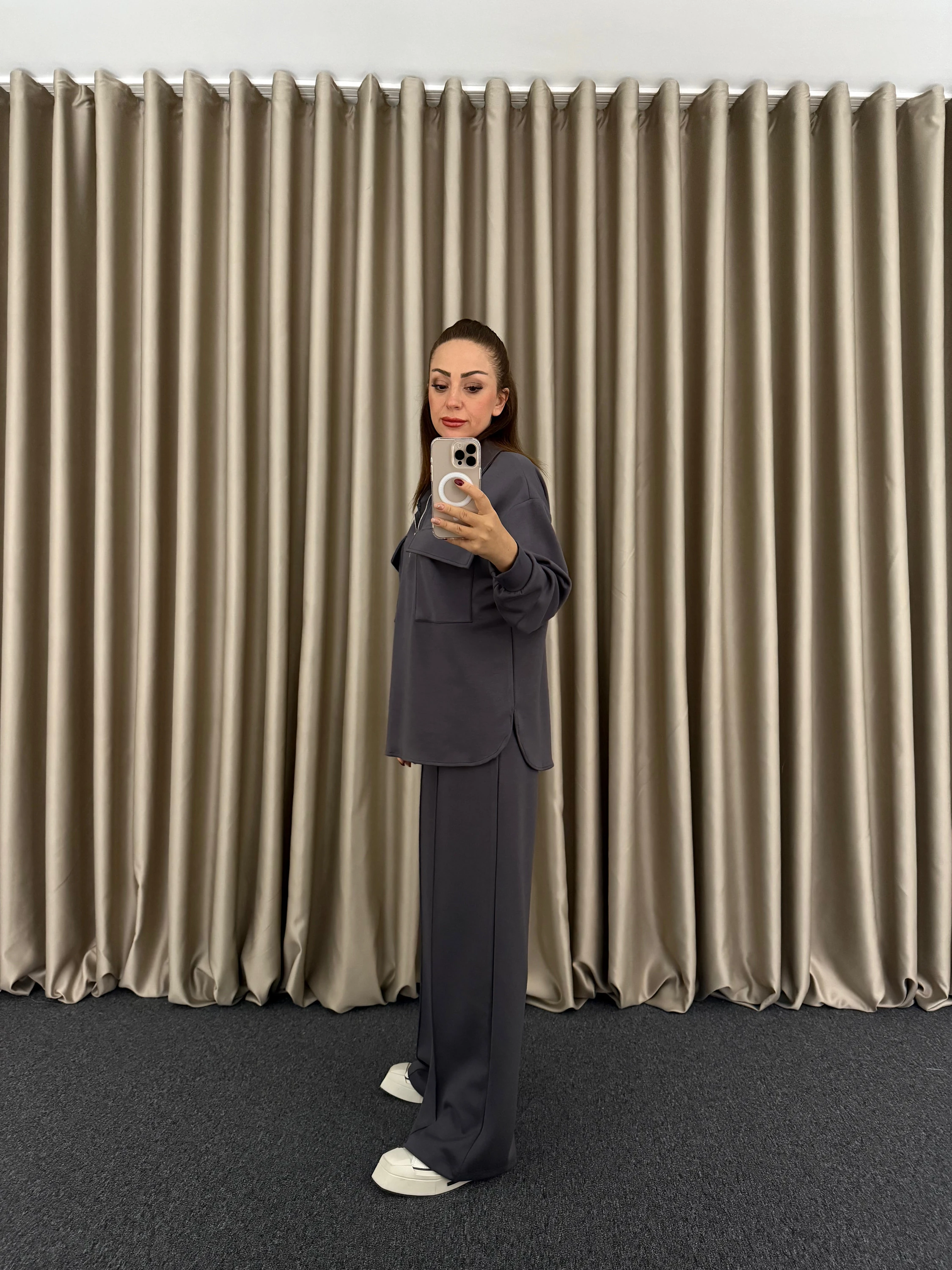 Gri Modal Kumaş Eşofman Takımı