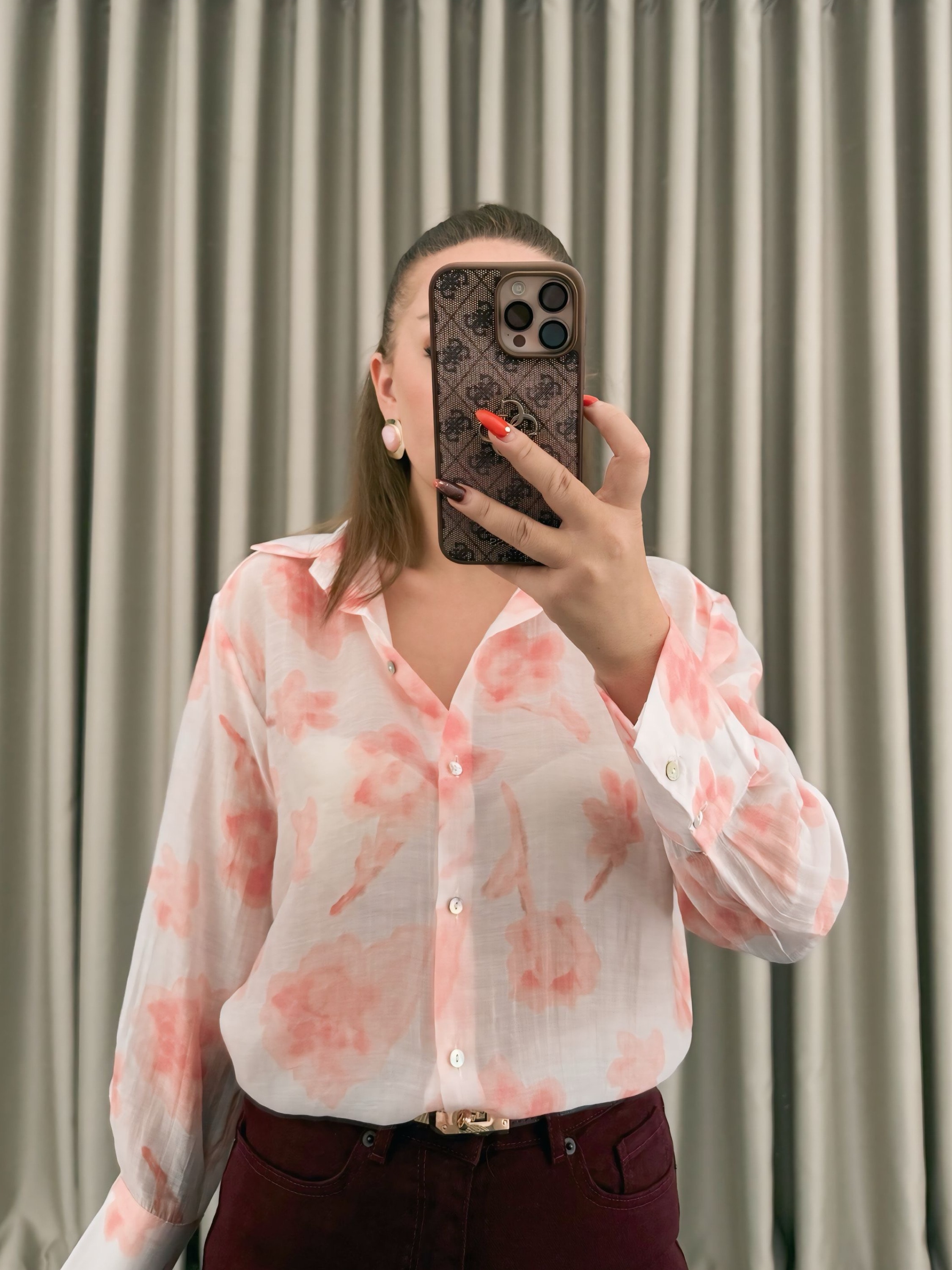 Pembe Şifon Gömlek