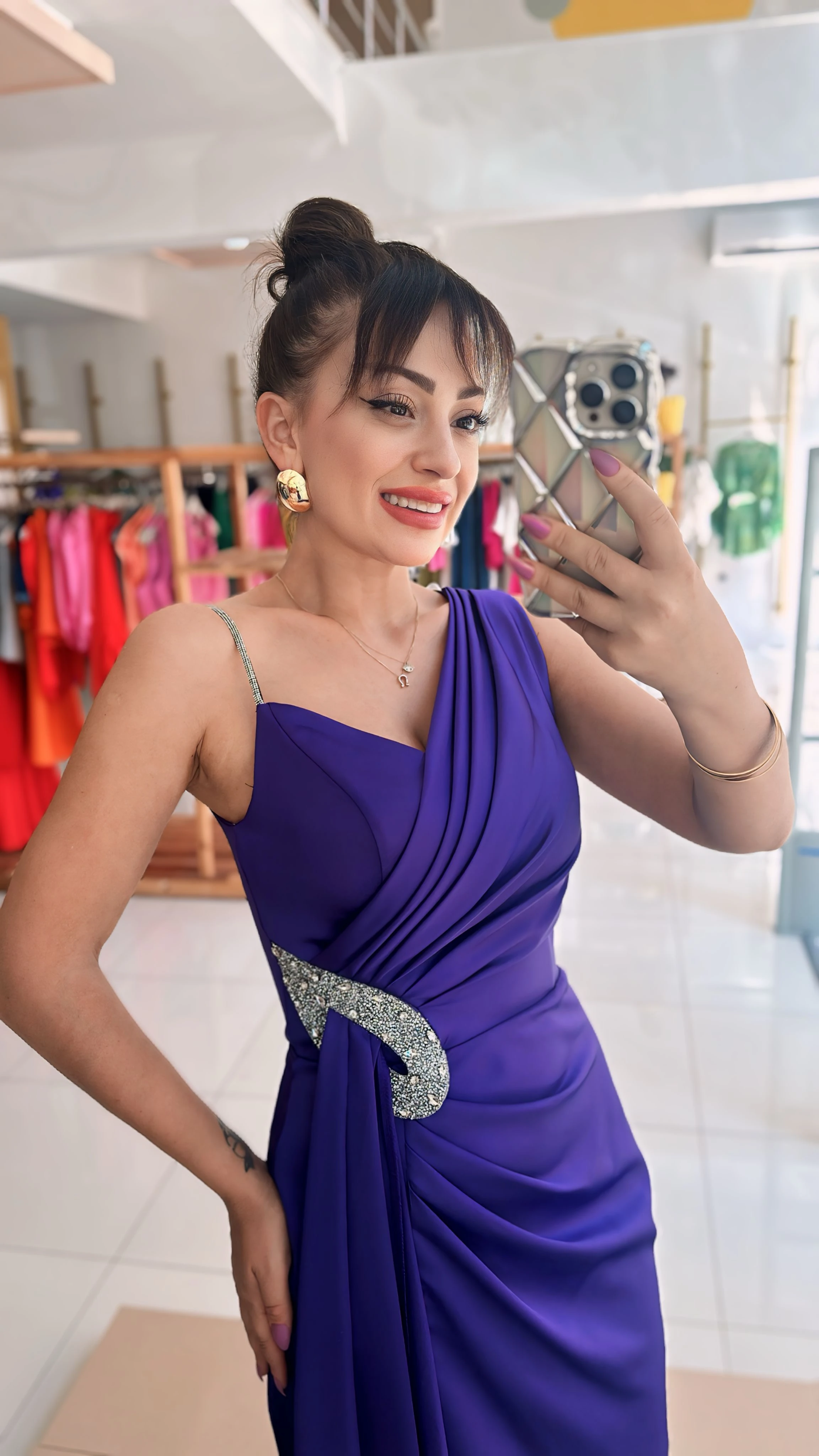 Menekşe Midi Abiye Elbise