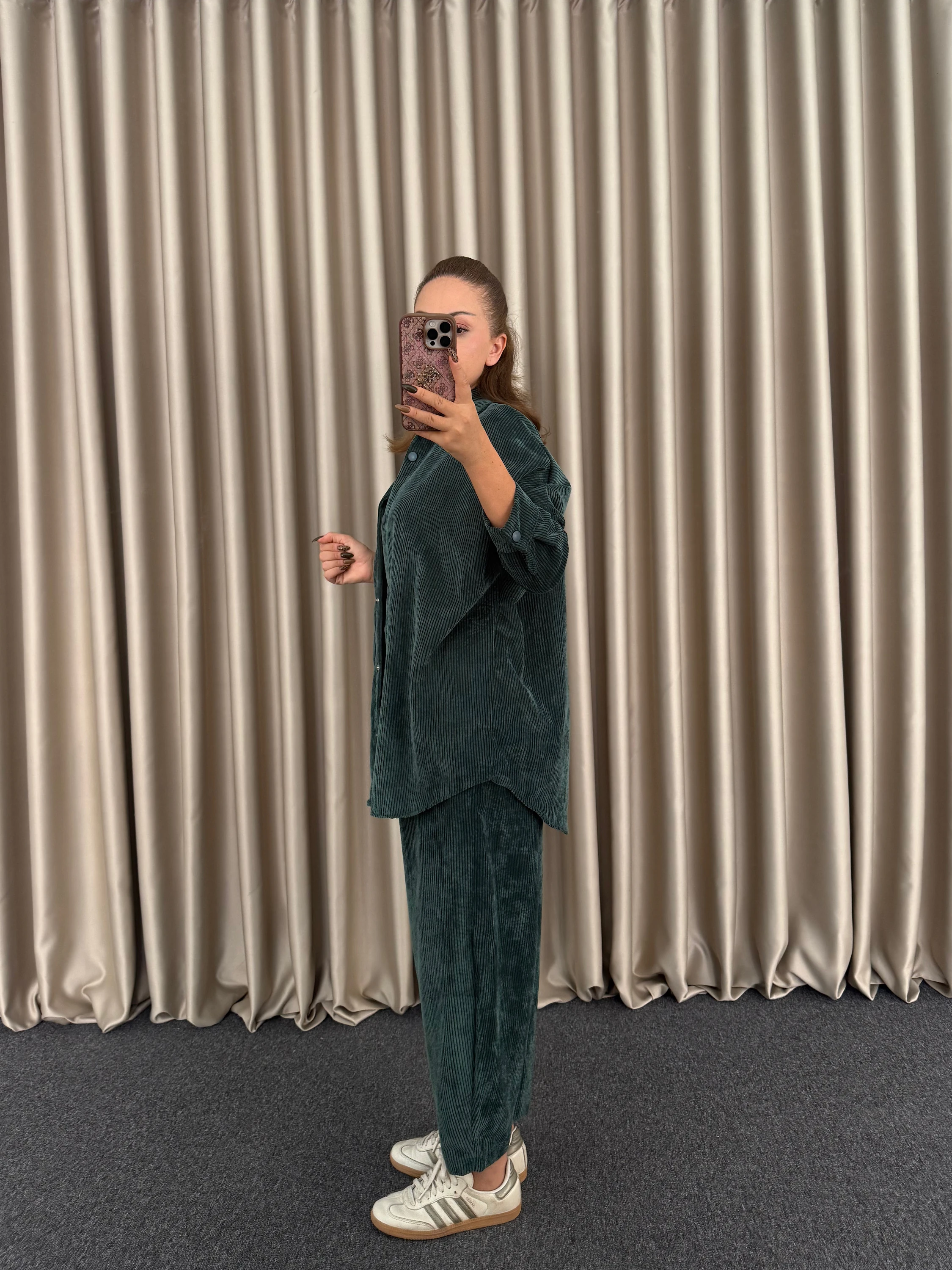 Kadife Zümrüt Gömlek