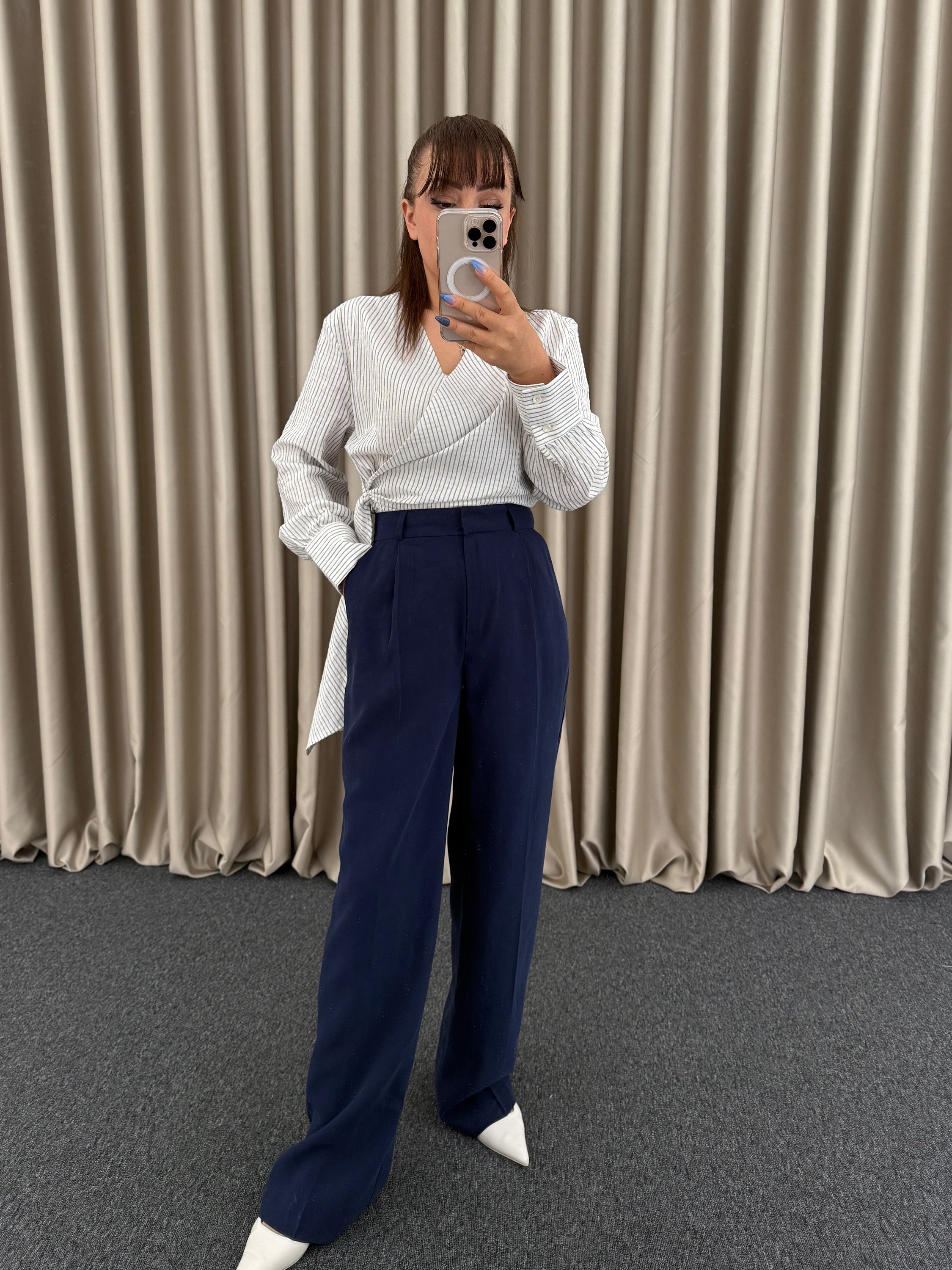 Lacivert Tencel Kumaş Pantolon