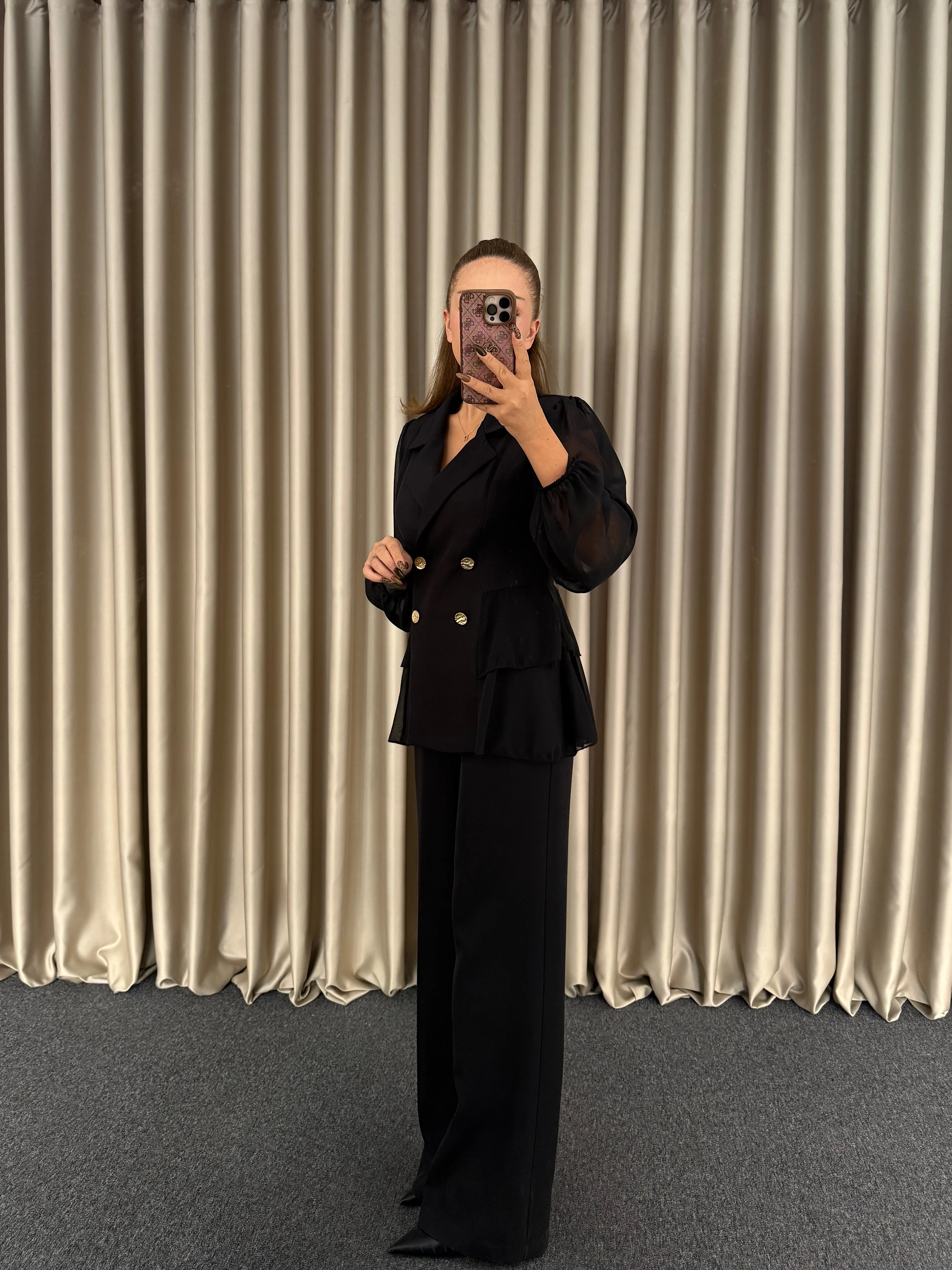 Şifon Gömlek Pantolon Takım