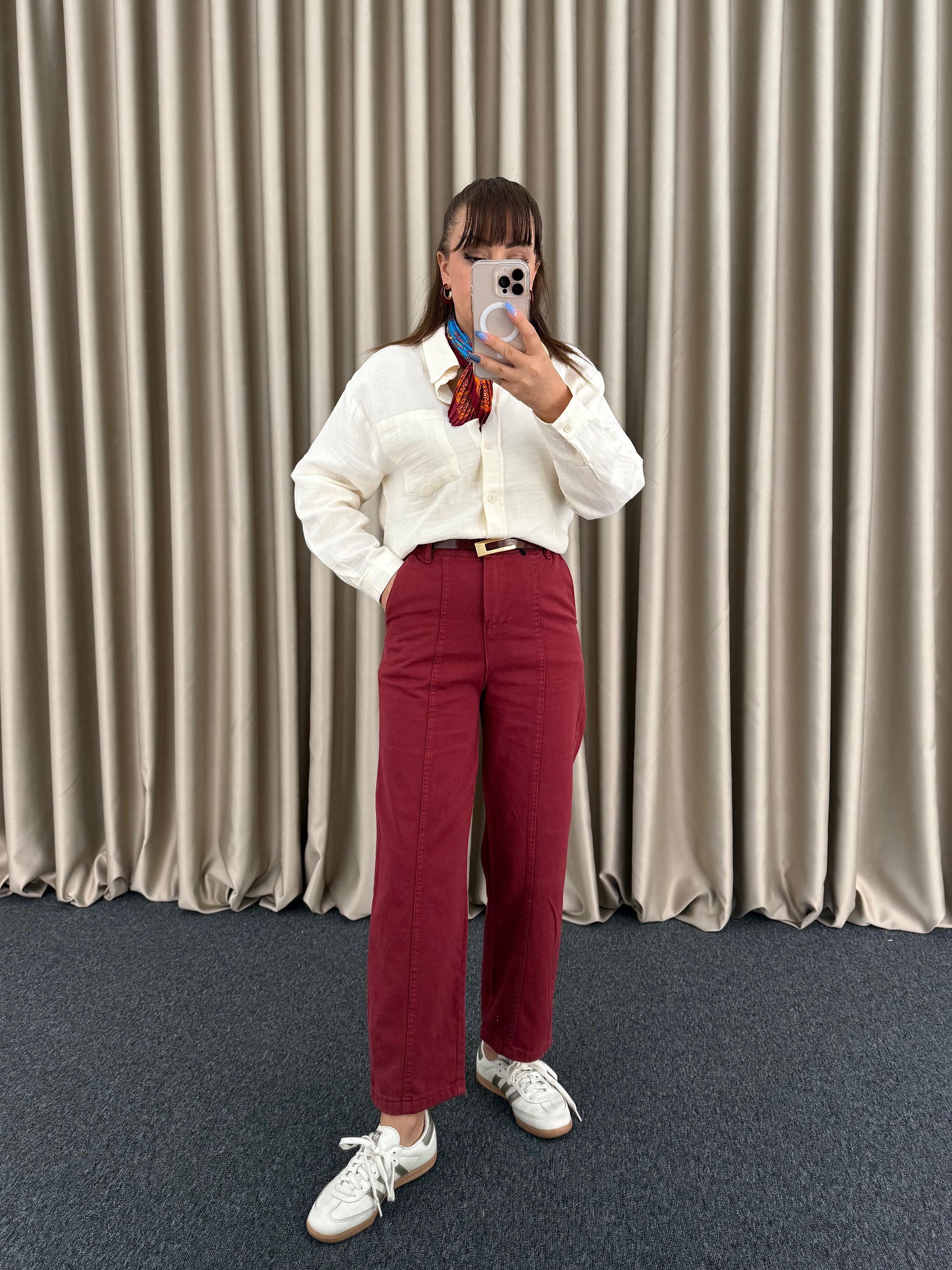 Bordo Gabardin Jean Pantolon