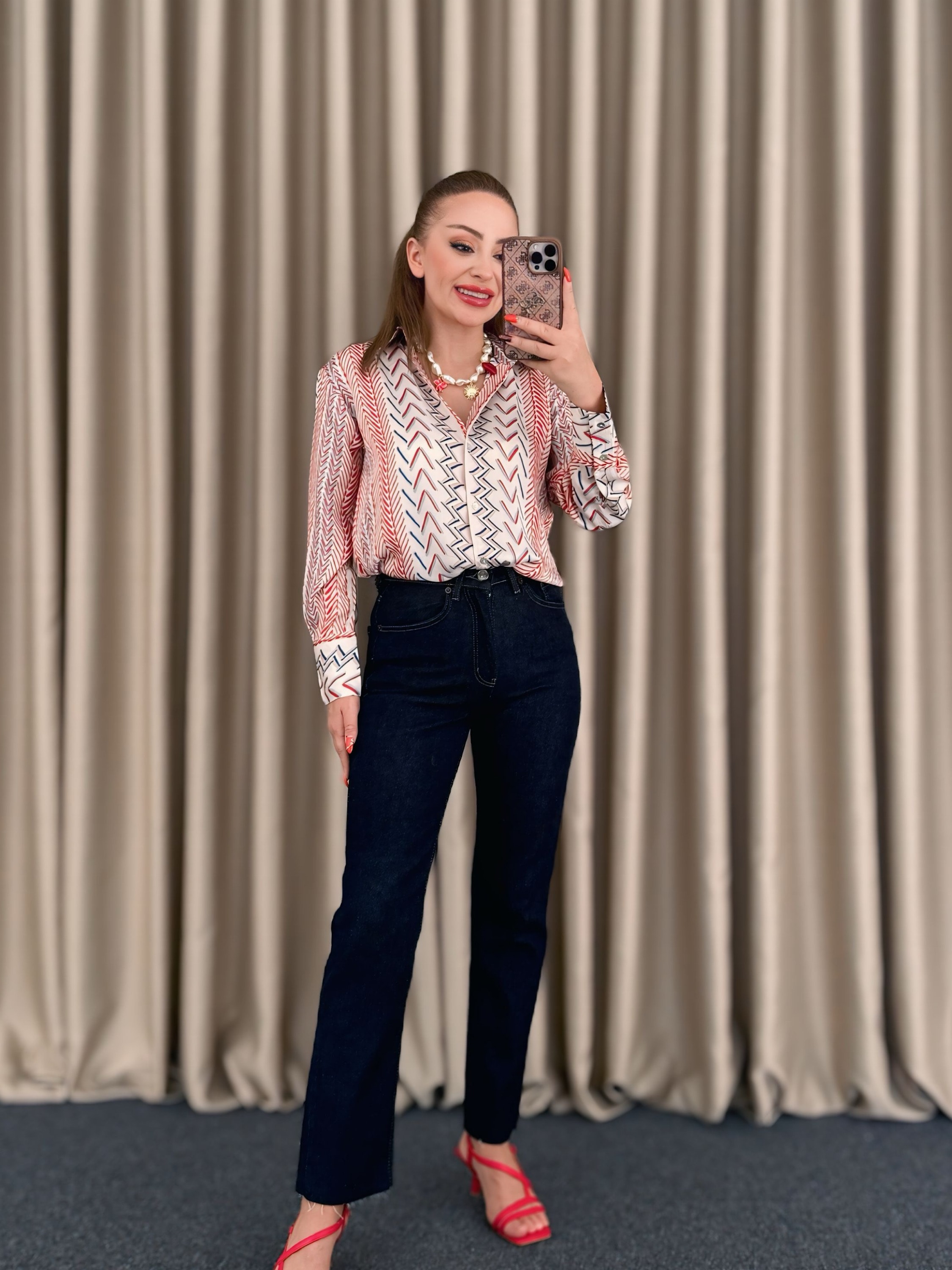 Lacivert Likralı Boyfit Jean Pantolon