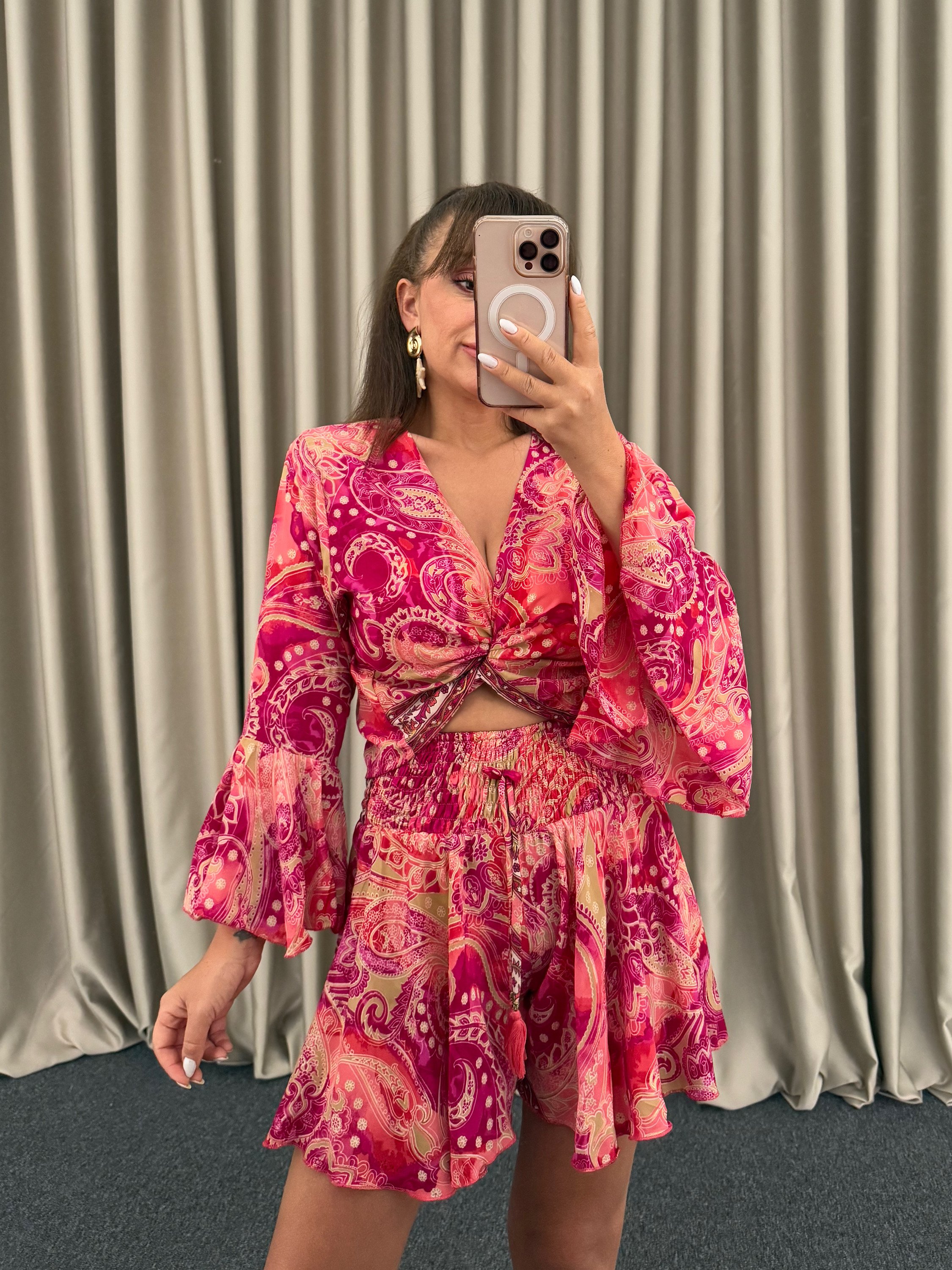 Pembe İpek Saten Takım