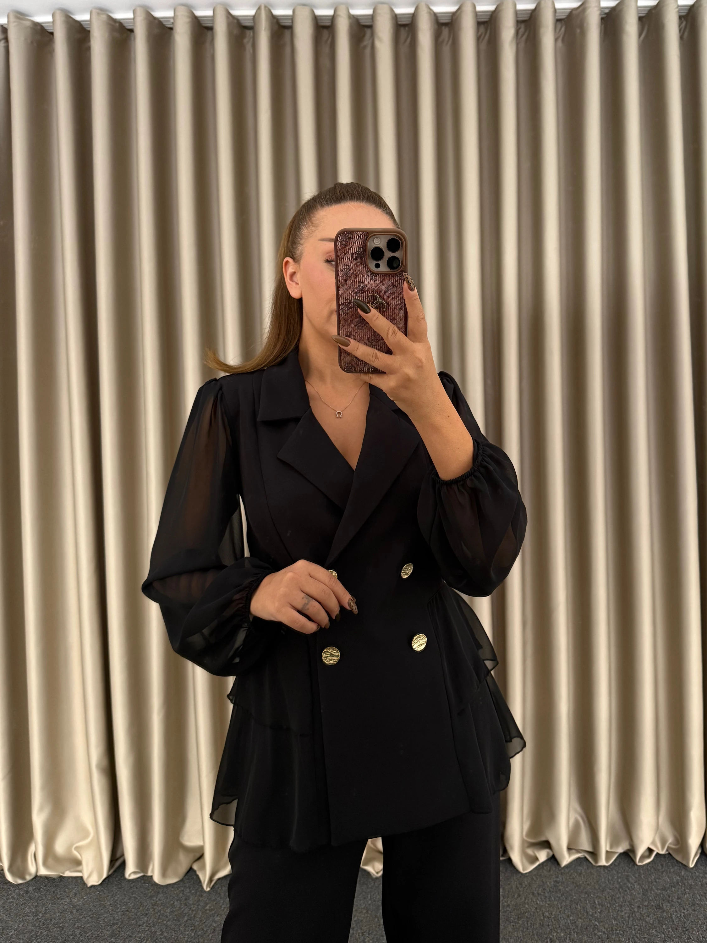 Şifon Gömlek Pantolon Takım