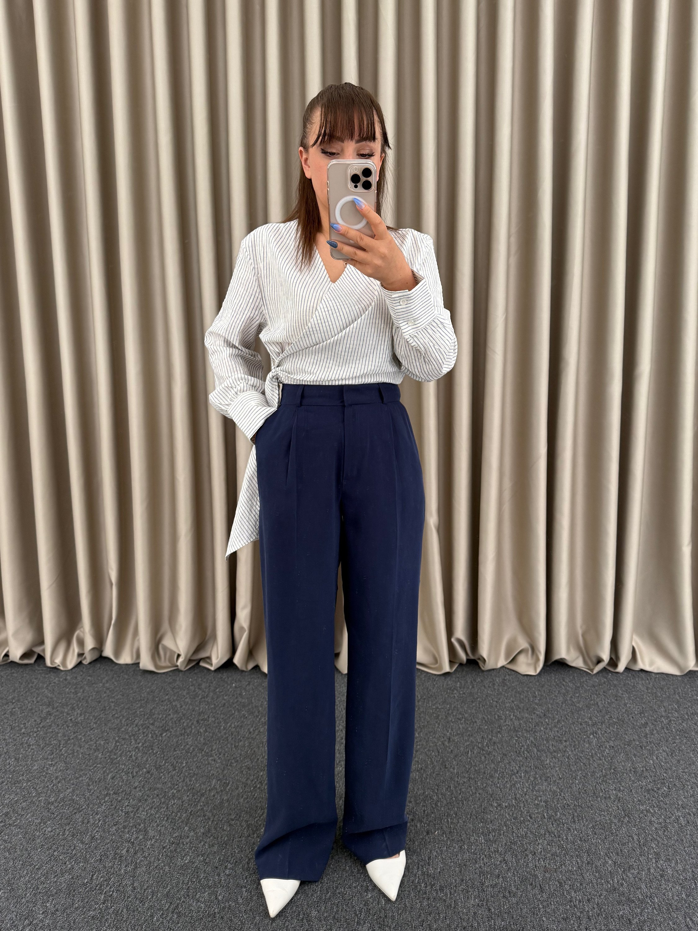 Lacivert Tencel Kumaş Pantolon