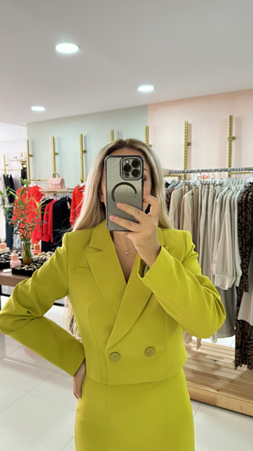 Olive Crop Blazer Ceket