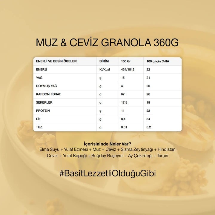 Muz & Ceviz Granola 360 gr