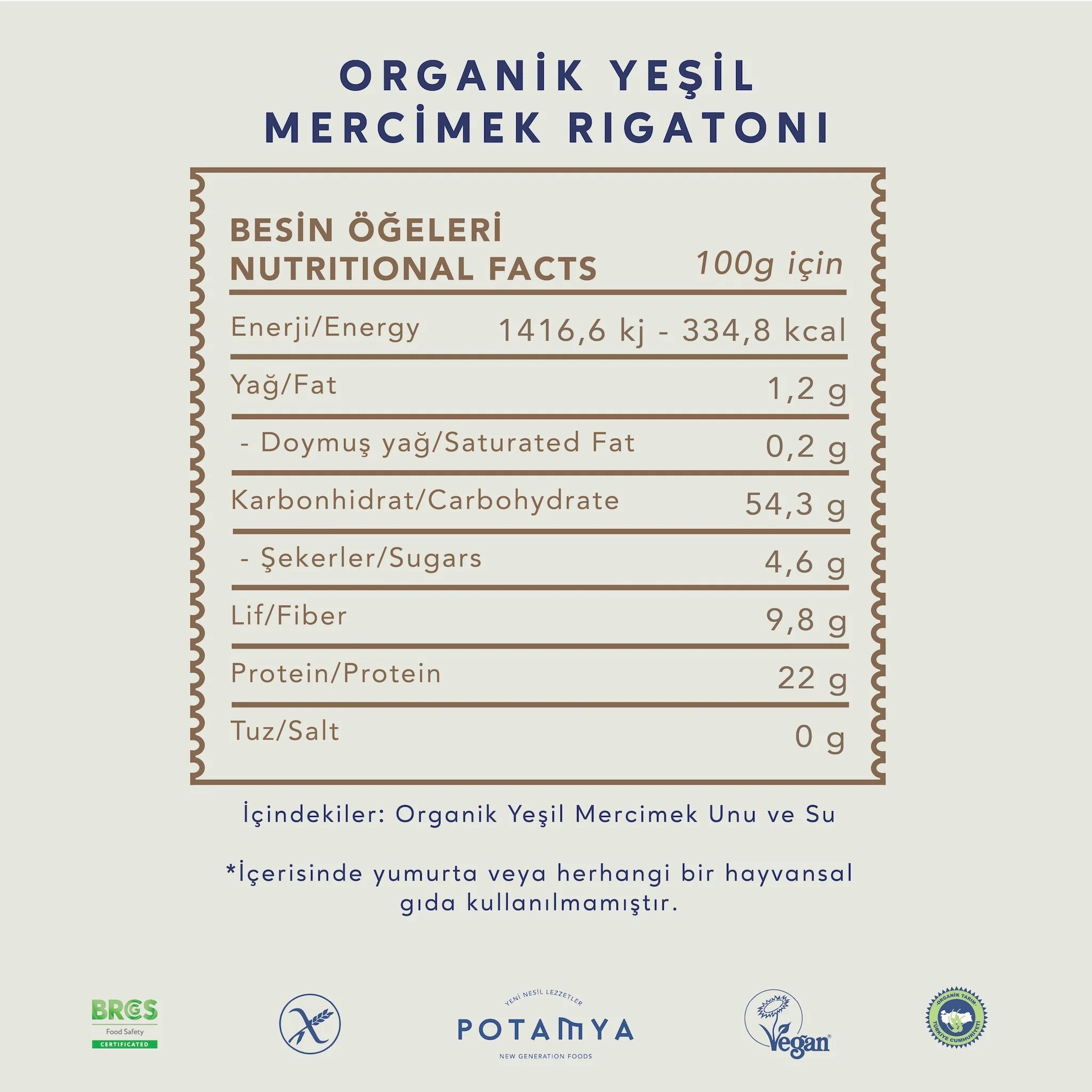 Organik Yeşil Mercimekli Rigatoni 240 gr