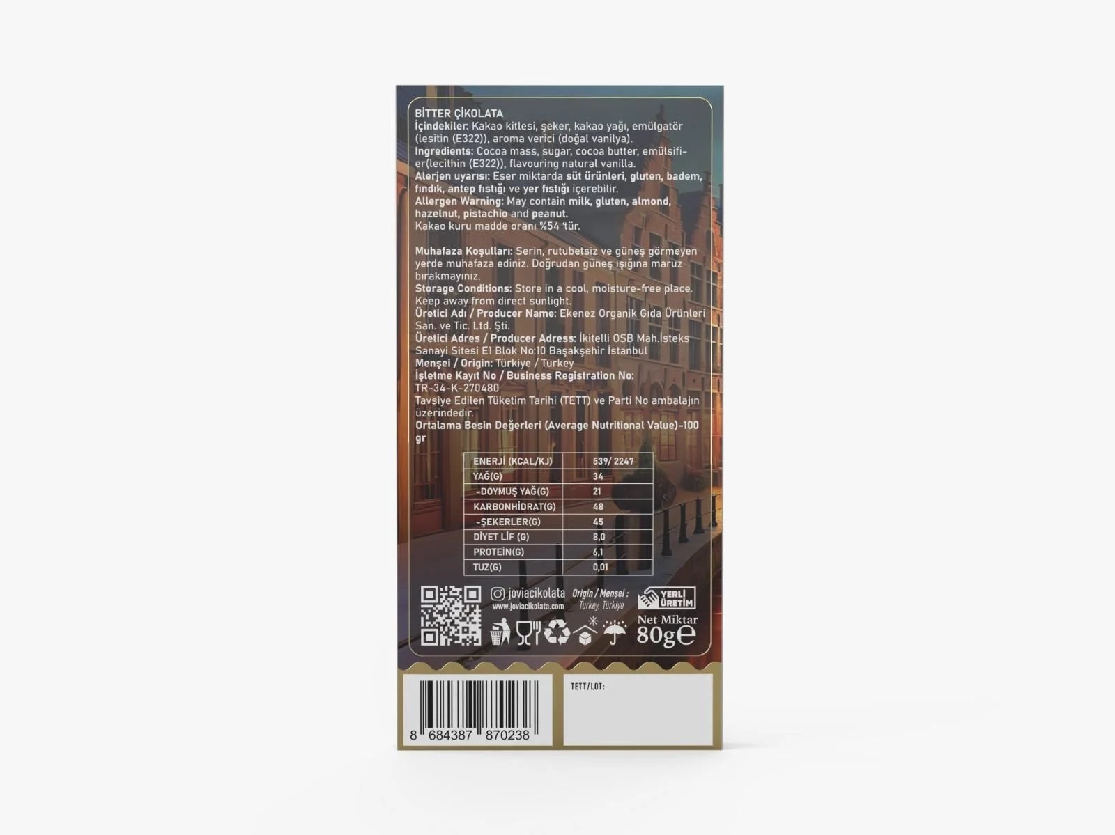 Bitter Belçika Çikolatası 80 gr