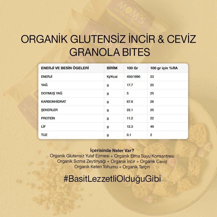 Organik Glutensiz İncir & Ceviz Granola Bites 40 gr