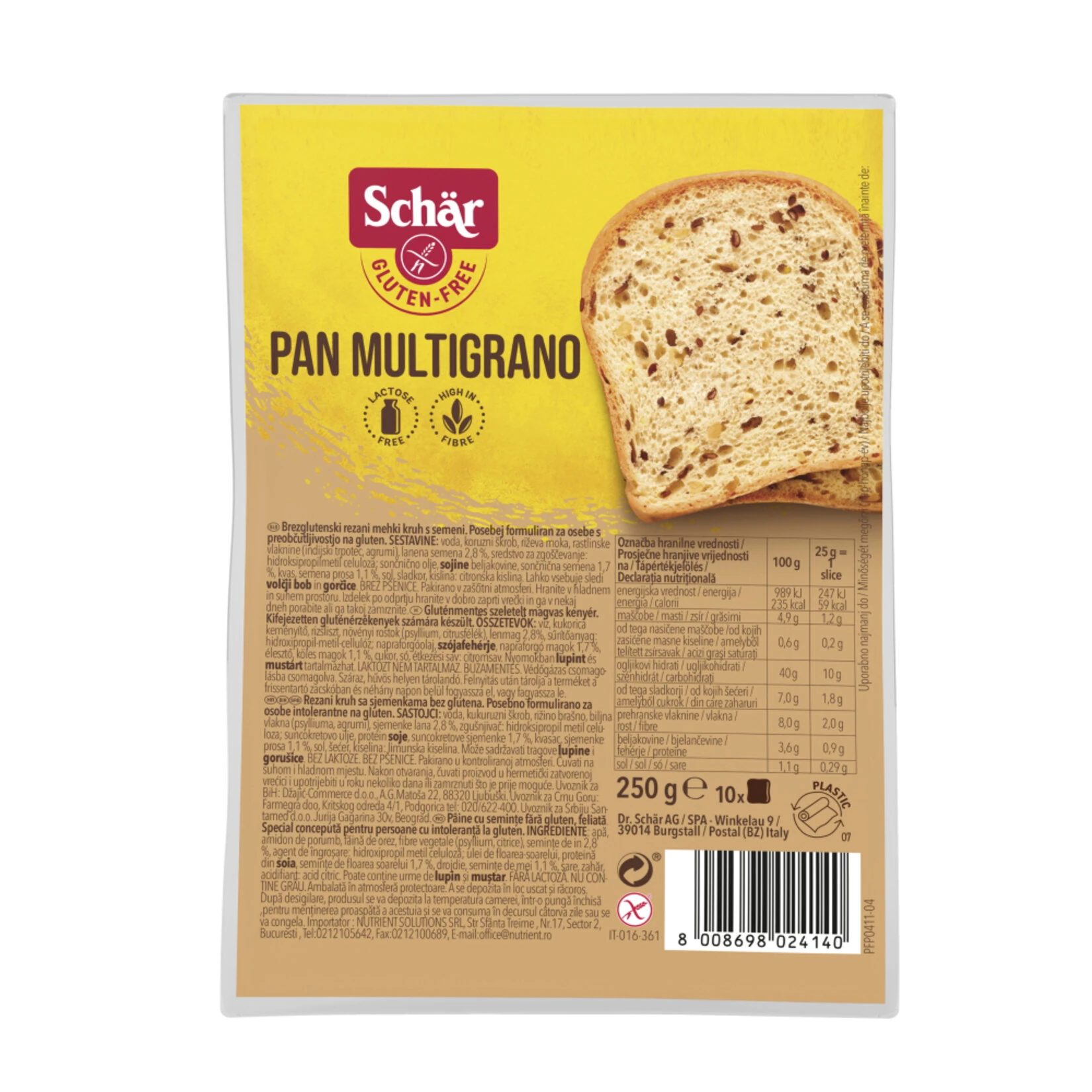Pan Multigrano Glütensiz Ekmek 250 gr