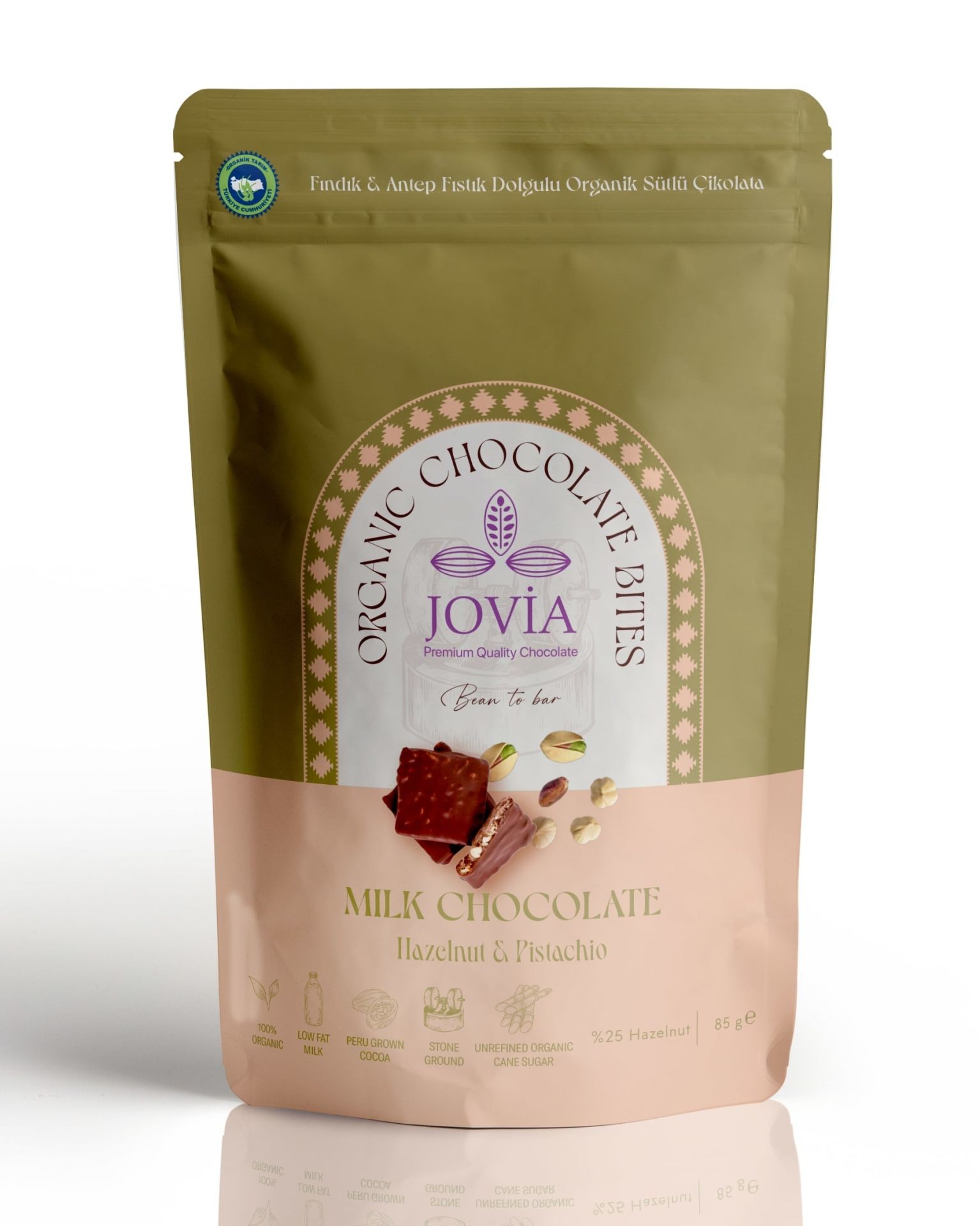 Fındık Ve Antep Fıstıklı Sütlü Çikolata 85 gr
